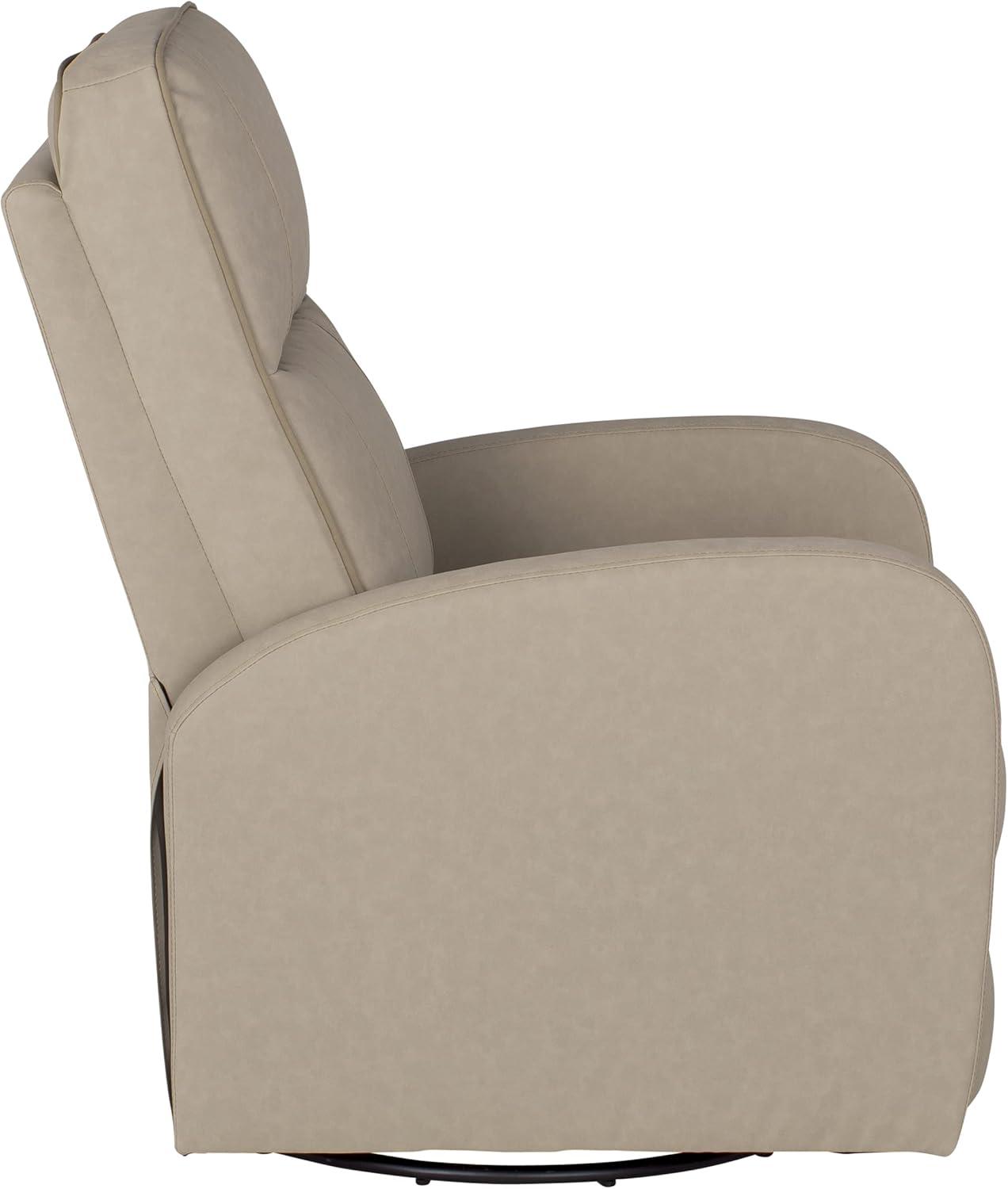 Beige Leather Swivel Pushback Recliner Armchair