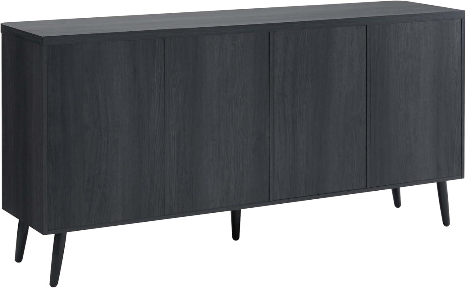 Manhattan Comfort Jodie 65" Mid-Century Modern Sideboard with 8 Adjustable Shelves in Charcoal Gray