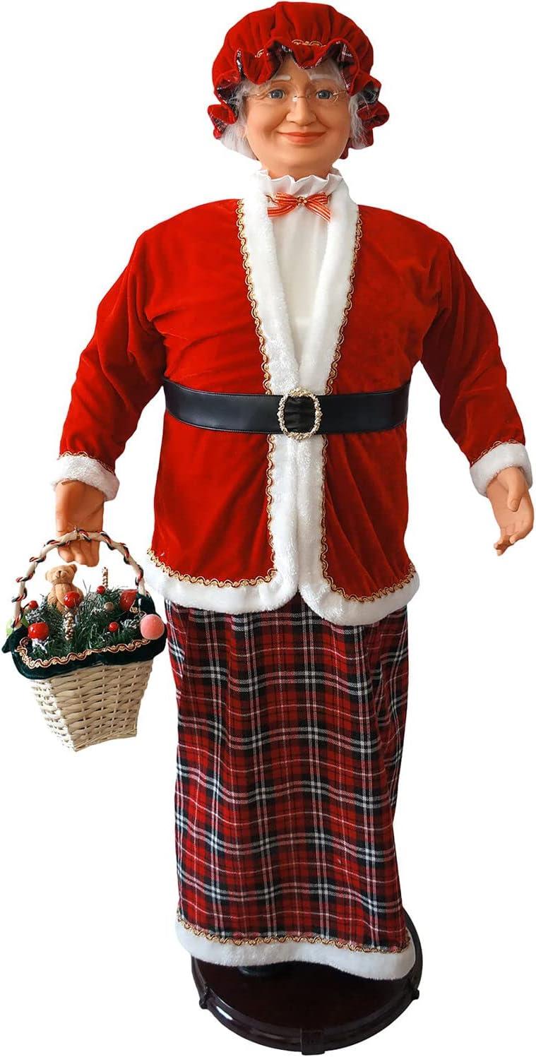 Fraser Hill Farm Life Size 58-in. Dancing Mrs. Claus Animatronic with Basket