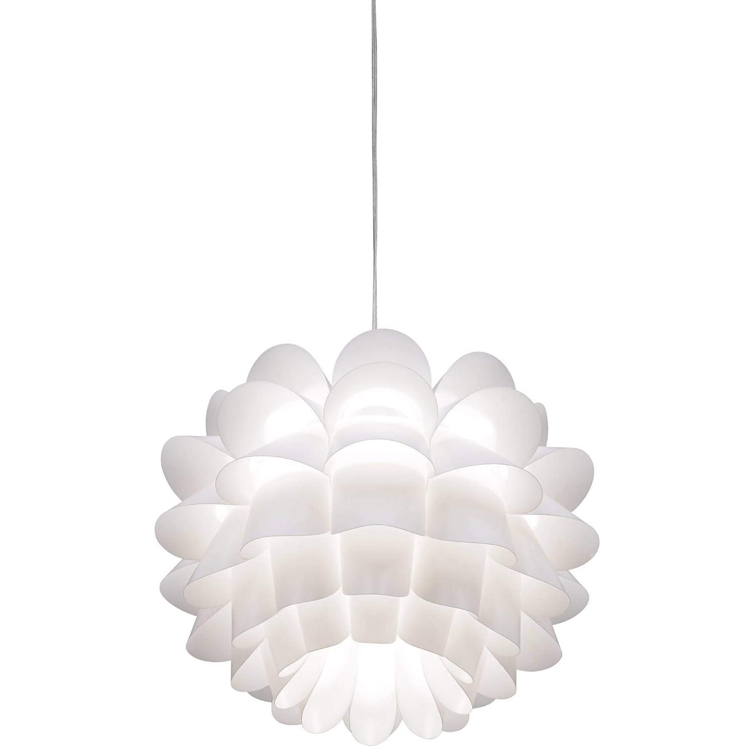 Possini Euro Design White Flower Pendant 19 1/2" Wide Modern Blooming Curved Petals for Dining Room Living House Home Foyer Kitchen Island Entryway