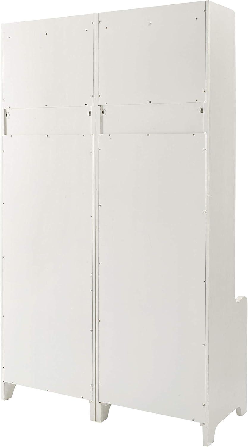 Crosley 2pc Fremont Entryway Kit Two Towers White: Hall Tree Organizer with 4 Hooks, Wood Veneer, Metal Hardware