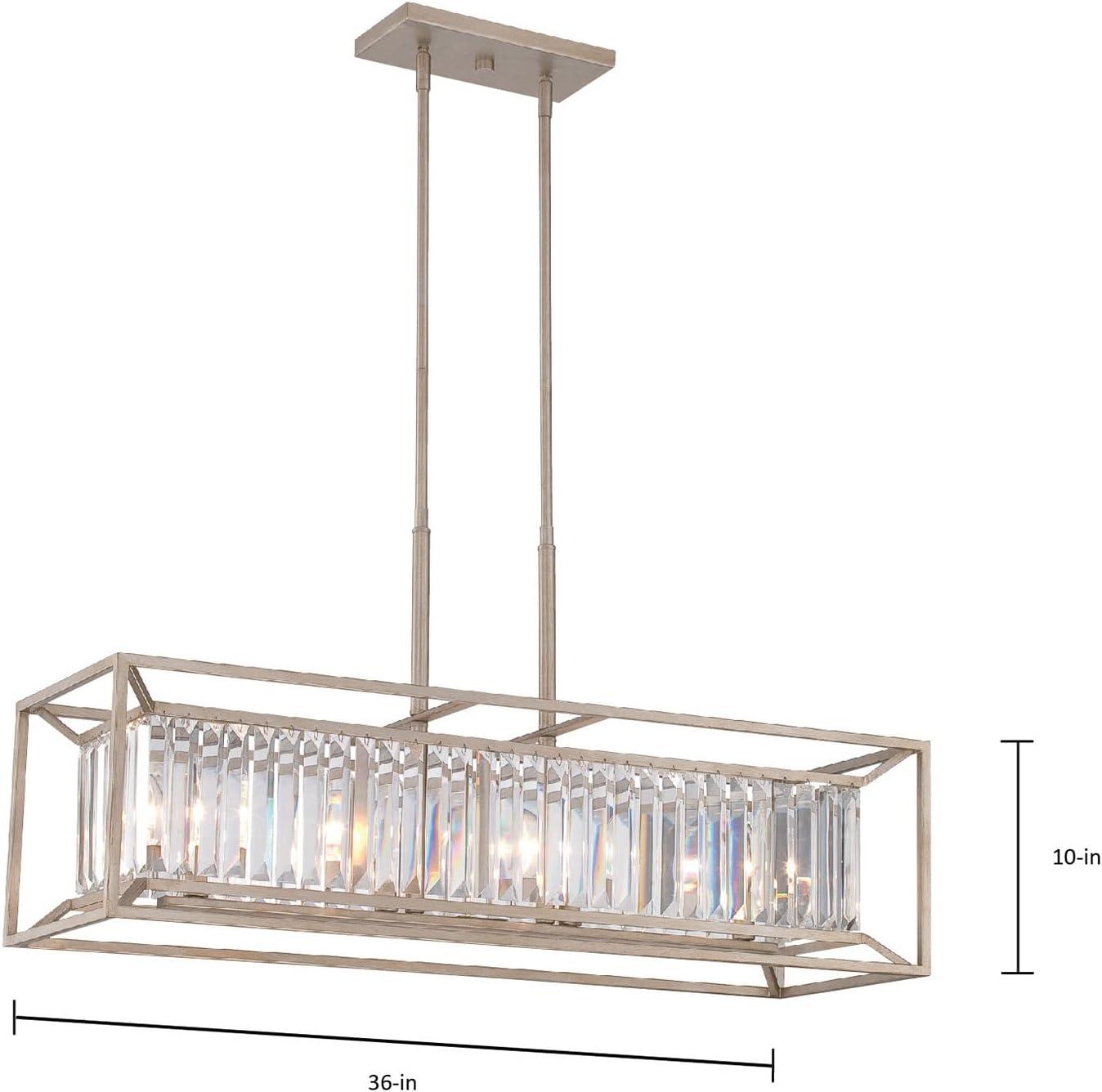 Aged Platinum Crystal 4-Light Linear Chandelier