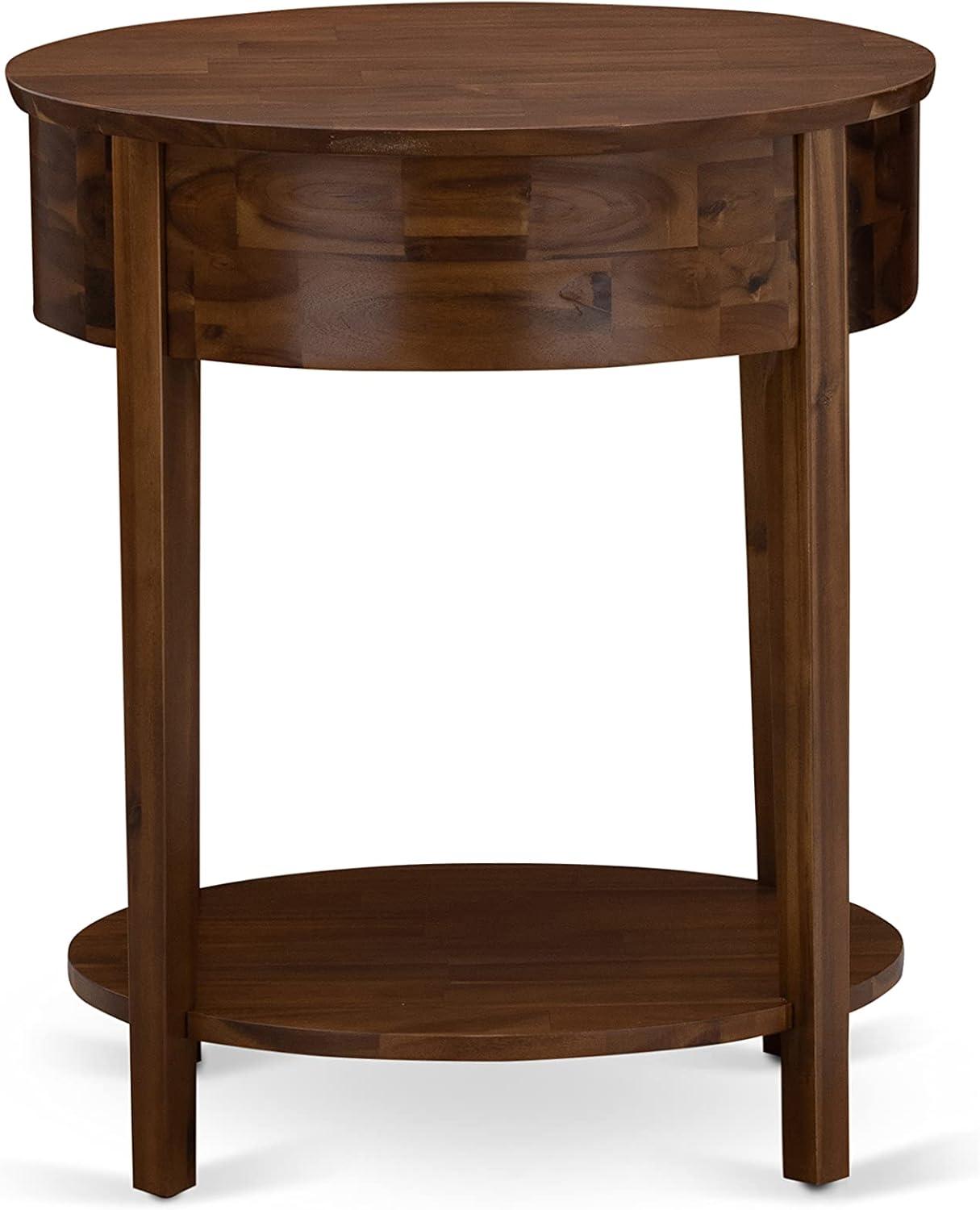 East West Furniture Hillsboro Asian Wood Nightstand in Antique Walnut