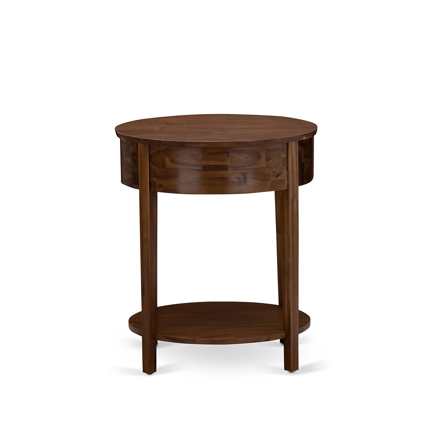 East West Furniture Hillsboro Asian Wood Nightstand in Antique Walnut