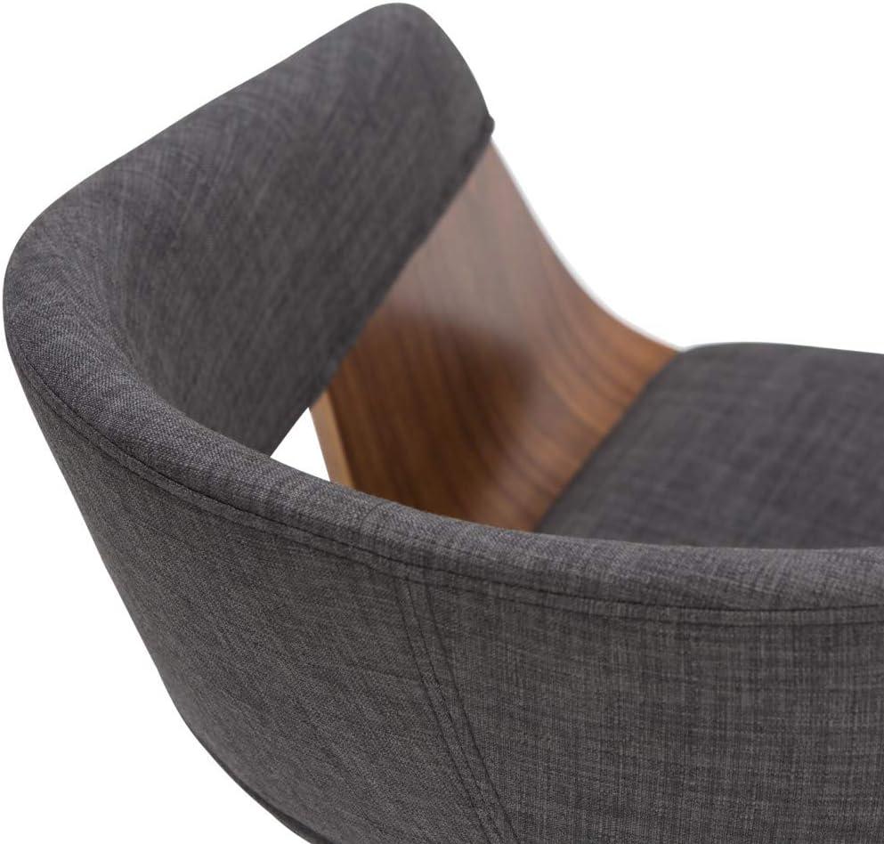 Charcoal Grey Linen and Bentwood Mid-Century Parsons Chair