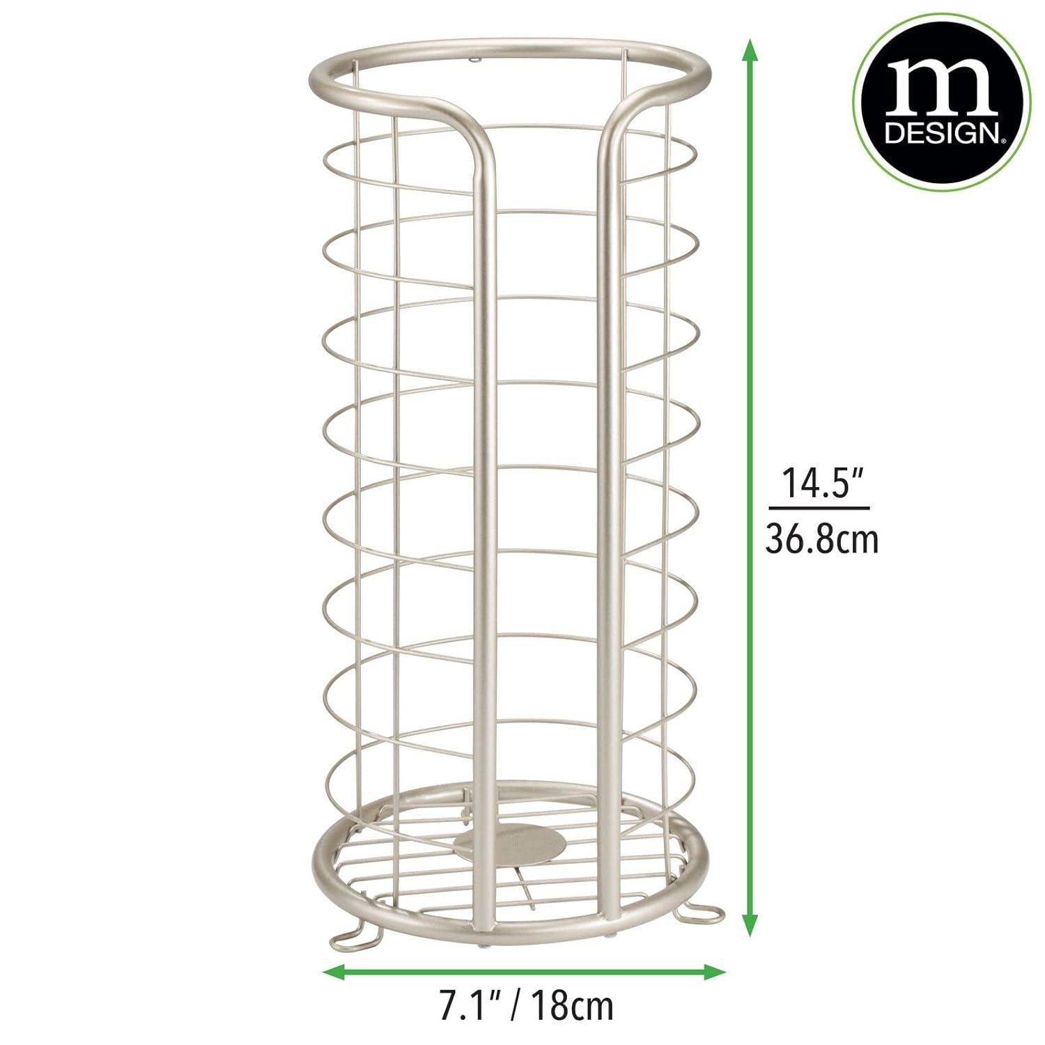 mDesign Metal Toilet Paper Holder Stand, Freestanding 3 Roll Reserve
