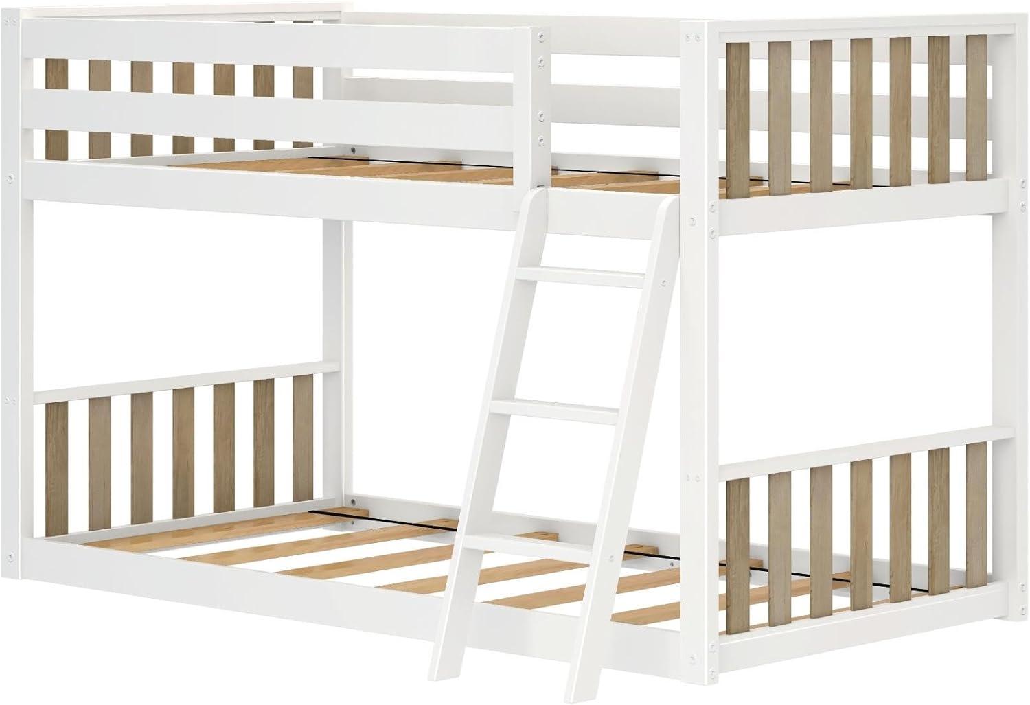 Max & Lily Solid Wood Scandinavian Twin over Twin Bunk Bed for Kids with Ladder