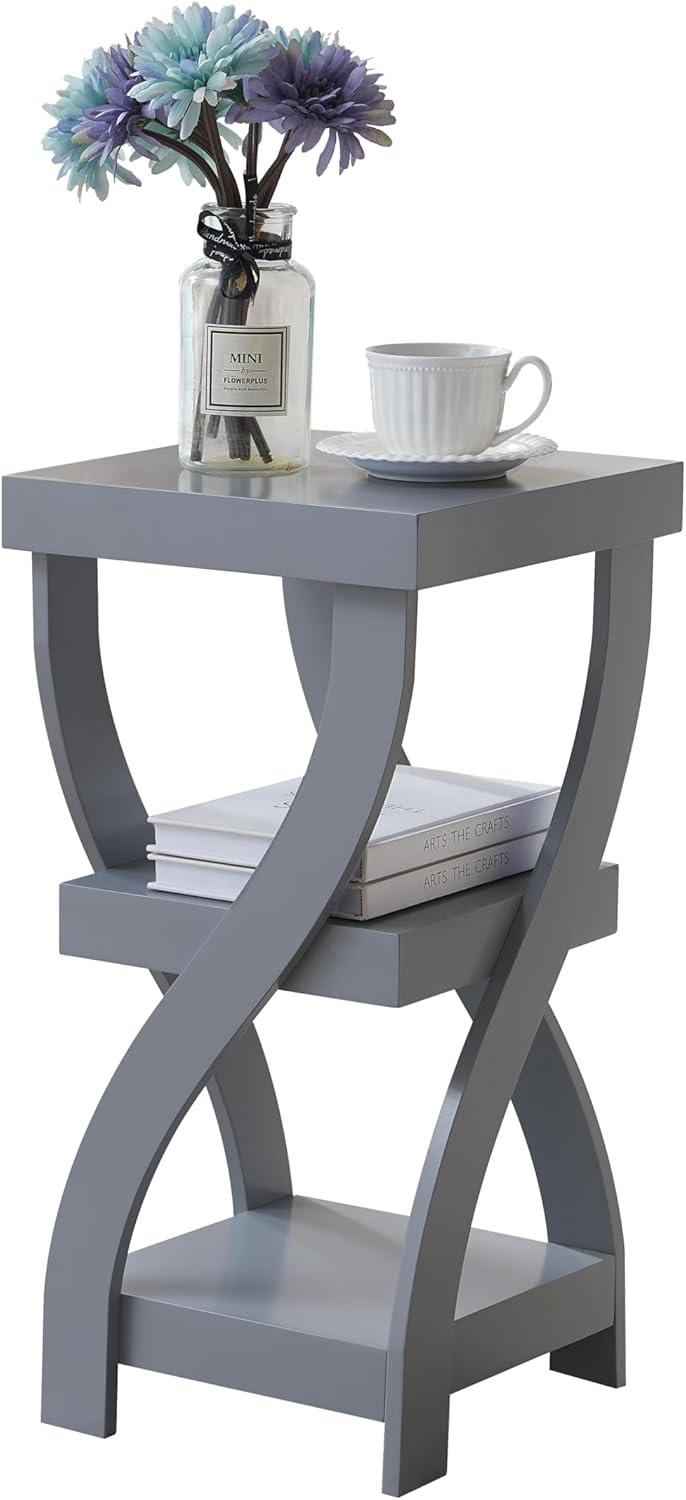 Lark Manor™ Aurianne 3 Tier End Table - Square End Table - Table for Bedroom - End Table with Shelves - Bedside Nightstand - Wooden Table Night Stand - 3 Shelf Small Bookshelf