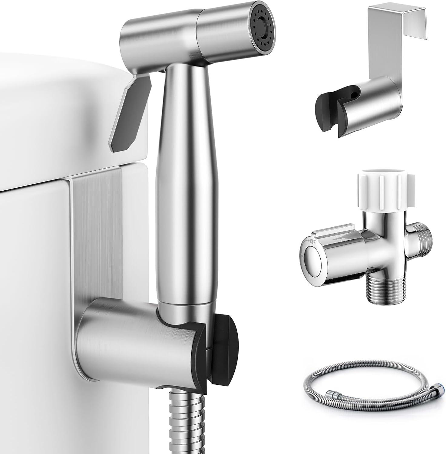 Handheld Bidet Sprayer for Toilet, Muslim Shower Water Jet Spray for Toilet, Bidet Faucet Cloth Diaper Sprayer for Baby Wash, Adjustable Water Pressure with Bidet Hose for Feminine Wash