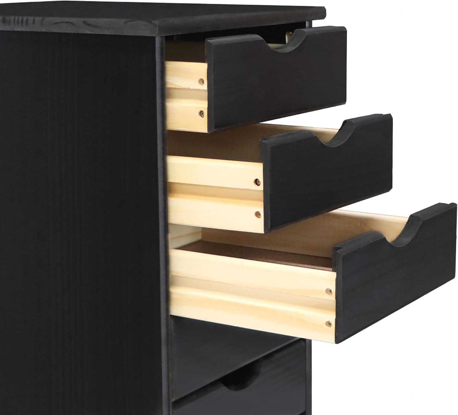 Adeptus Original Roll Cart, Solid Wood, 6+2 Drawer Narrow Roll Cart, Med Pine