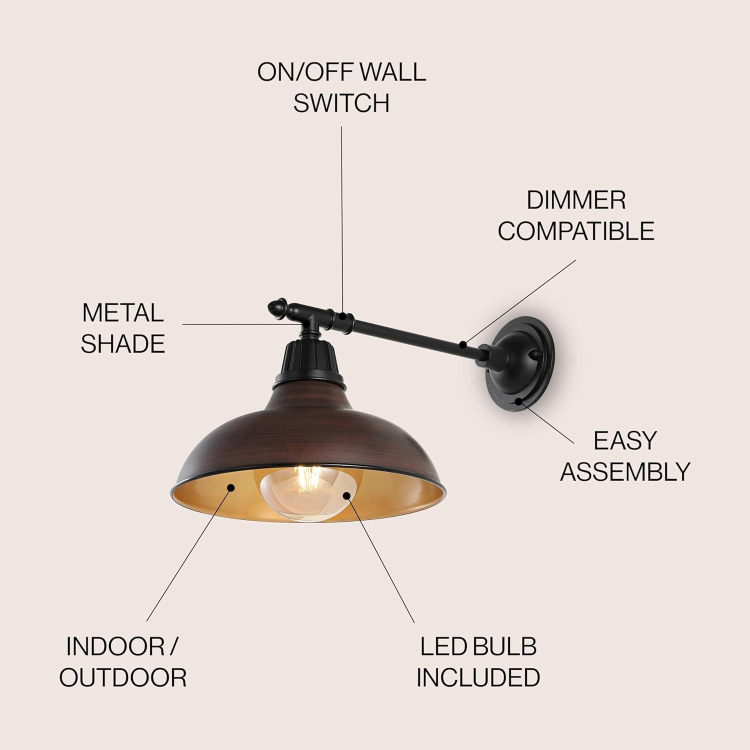 Wallace 12.25" Industrial Black and Copper Metal Sconce