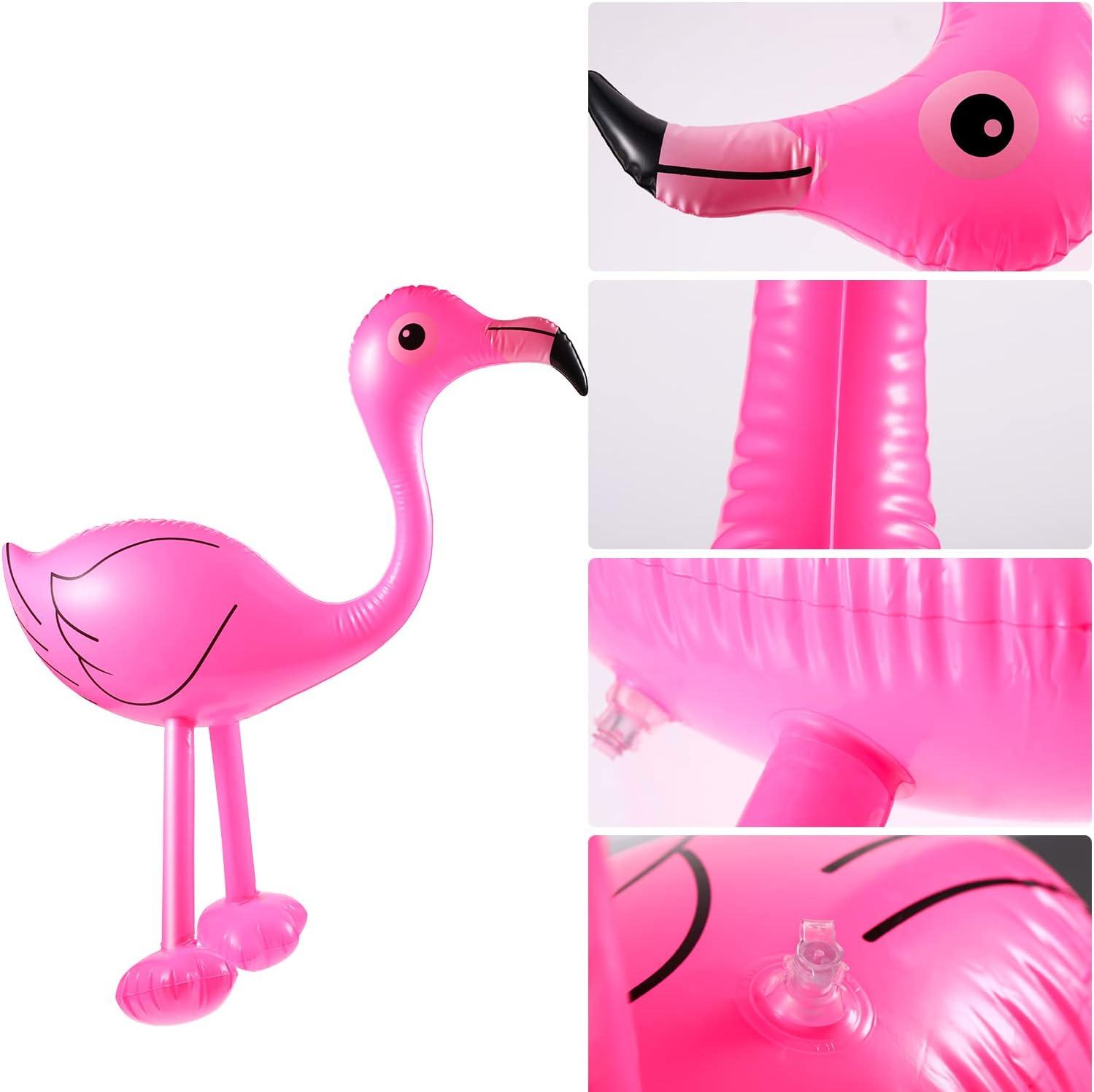 Yaomiao Inflatable Pink Flamingo Summer Beach Luau Birthday Party Accessories for Outdoor Indoor Hawaiian Party Decoration(6 Pieces)
