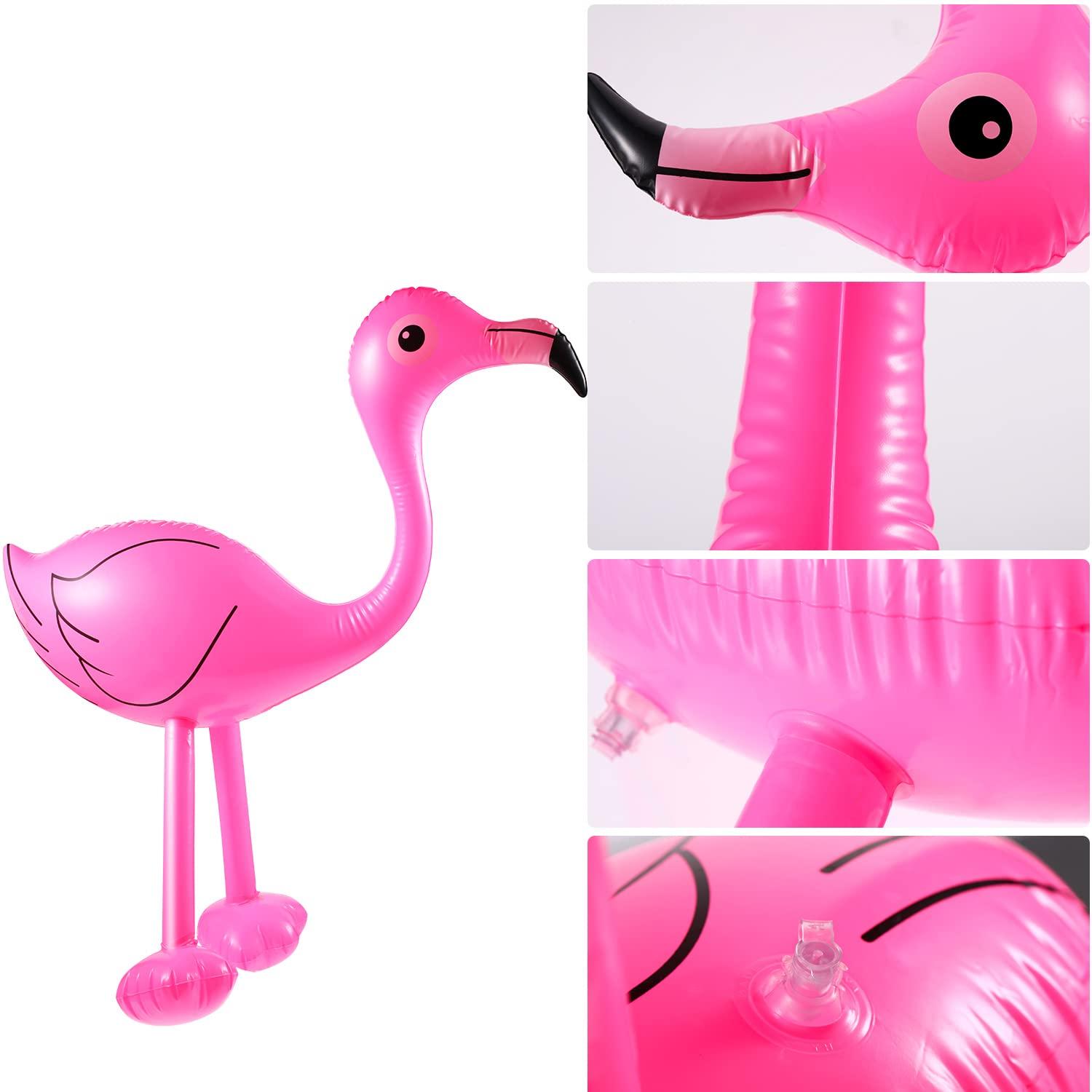 Yaomiao Inflatable Pink Flamingo Summer Beach Luau Birthday Party Accessories for Outdoor Indoor Hawaiian Party Decoration(6 Pieces)