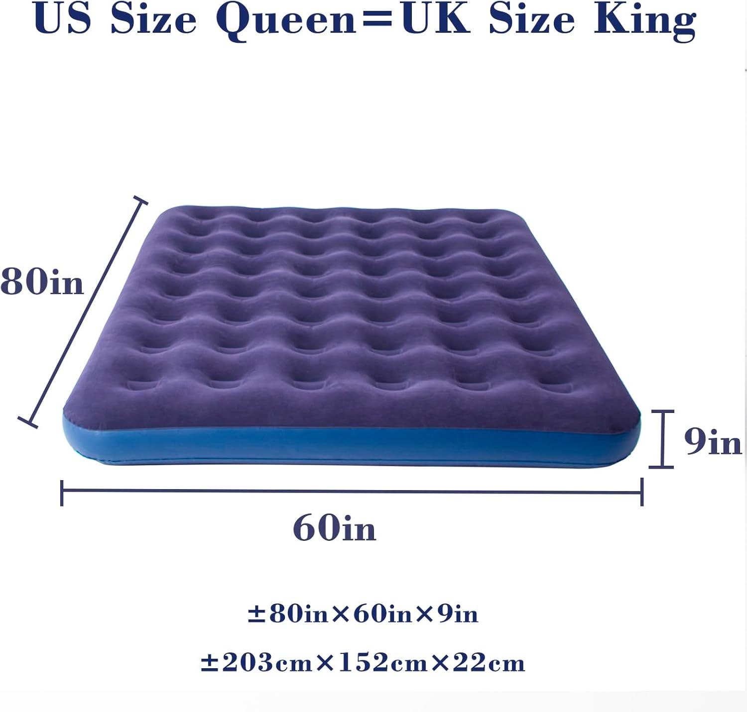 RAPTAVIS Queen Size Air Mattress Inflatable Bed, Blow Up Mattress Camping Sleeping Pad
