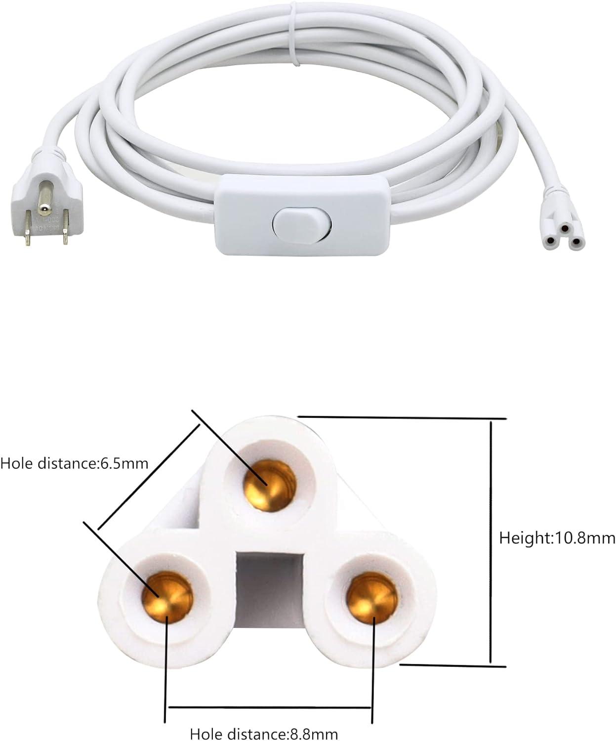 11ft White Power Cord with On/Off Switch for LED Lights