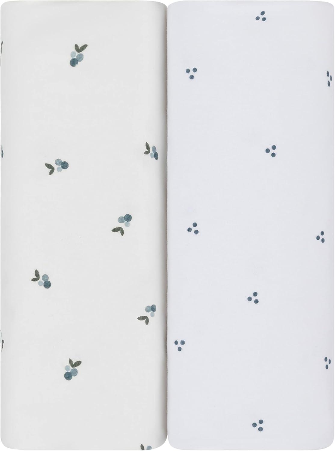 Ely's & Co. Waterproof Crib Sheets -Berry and Cluster Dot Blue 2 Pack