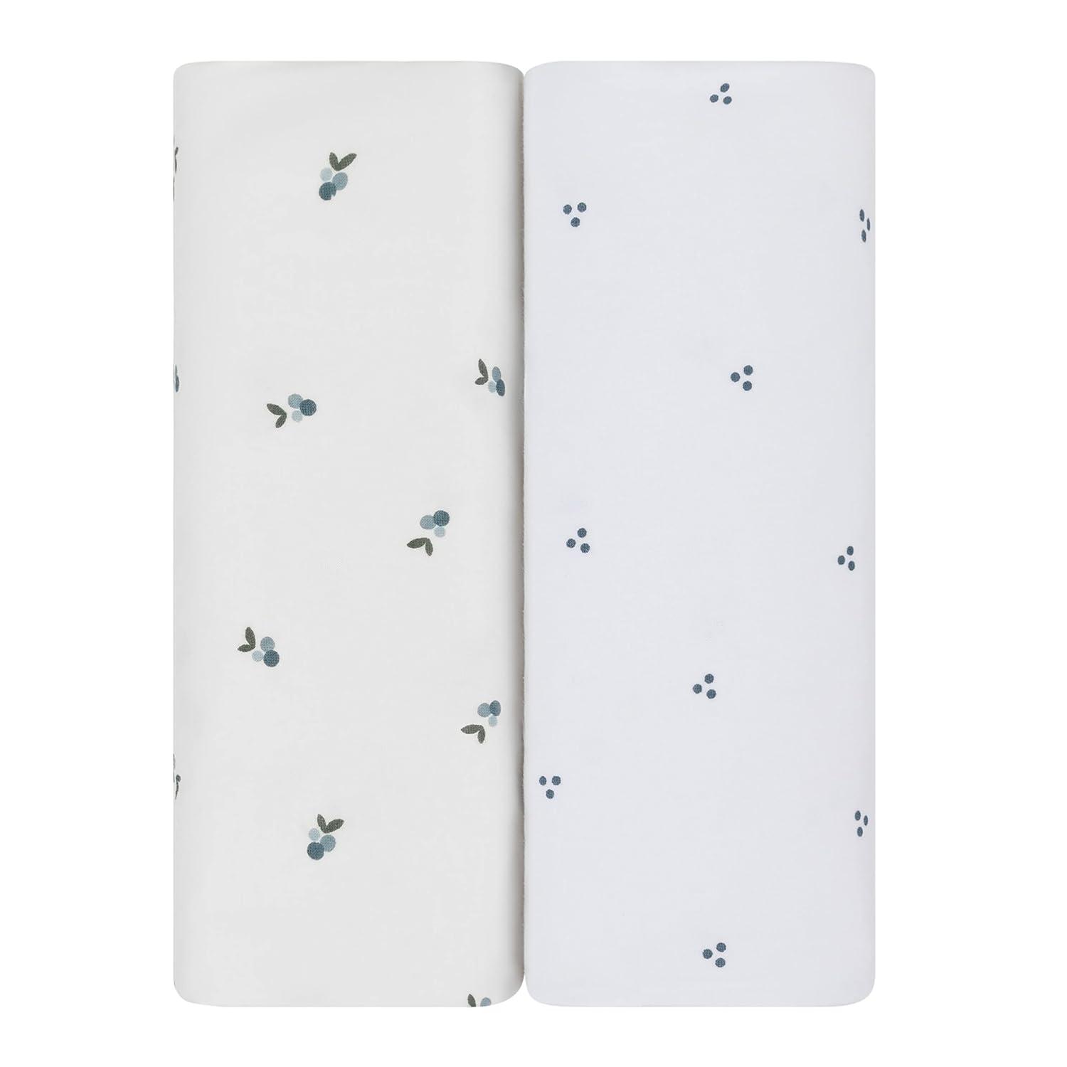 Ely's & Co. Waterproof Crib Sheets -Berry and Cluster Dot Blue 2 Pack