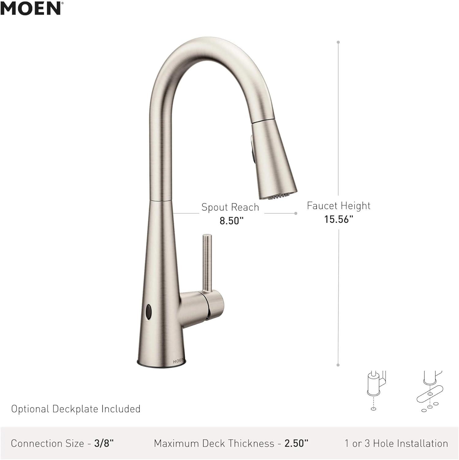 Moen Sleek MotionSense Wave Single Handle Pulldown Kitchen Faucet with Power Clean Technology