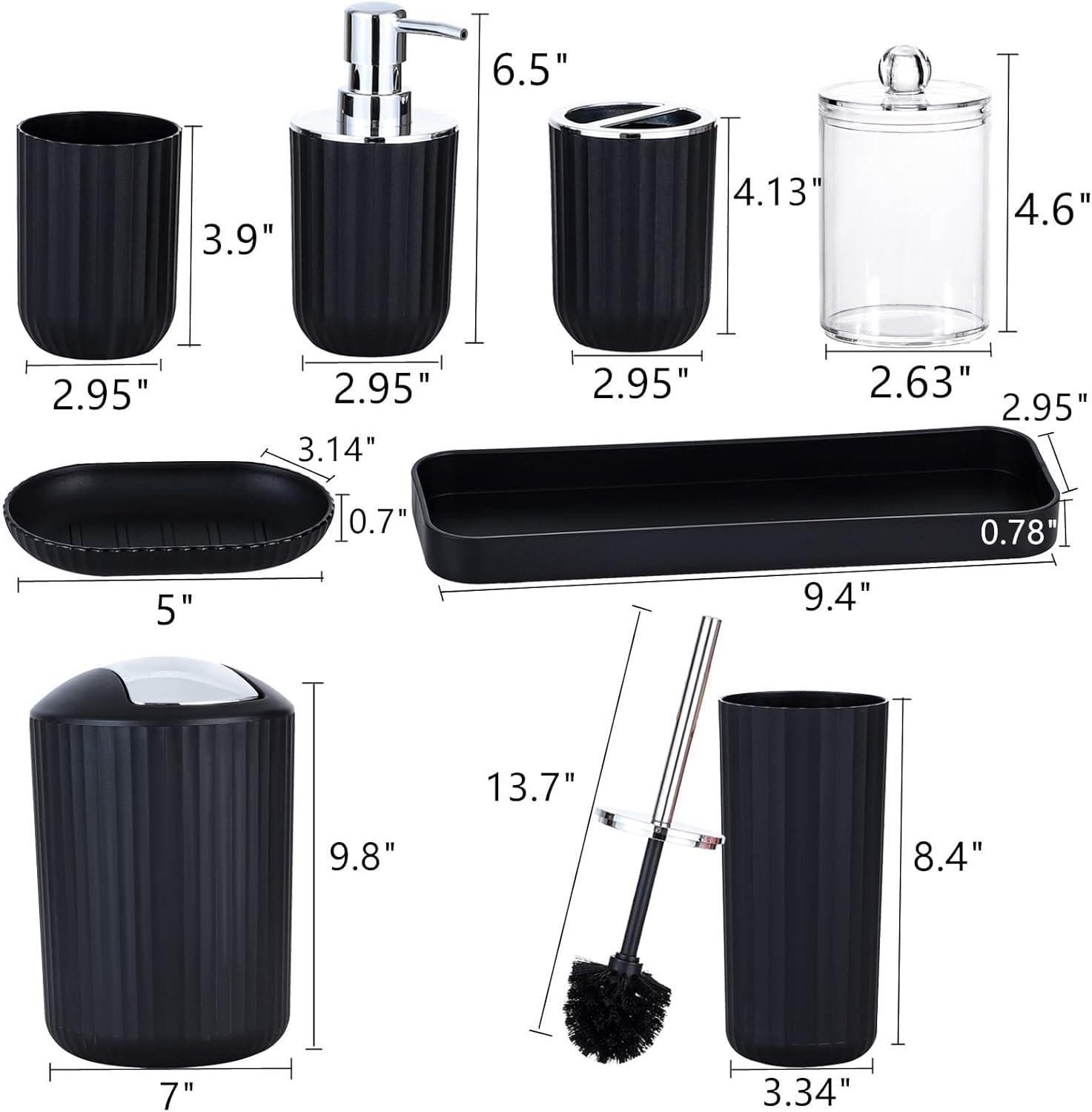 Wharick Bathroom Accessories Set,8 Pcs Bathroom Accessory Kit, Soap Dispenser, Soap Dish, Toothbrush Holder, Toothbrush Cup Tray, Modern Bathroom Decor