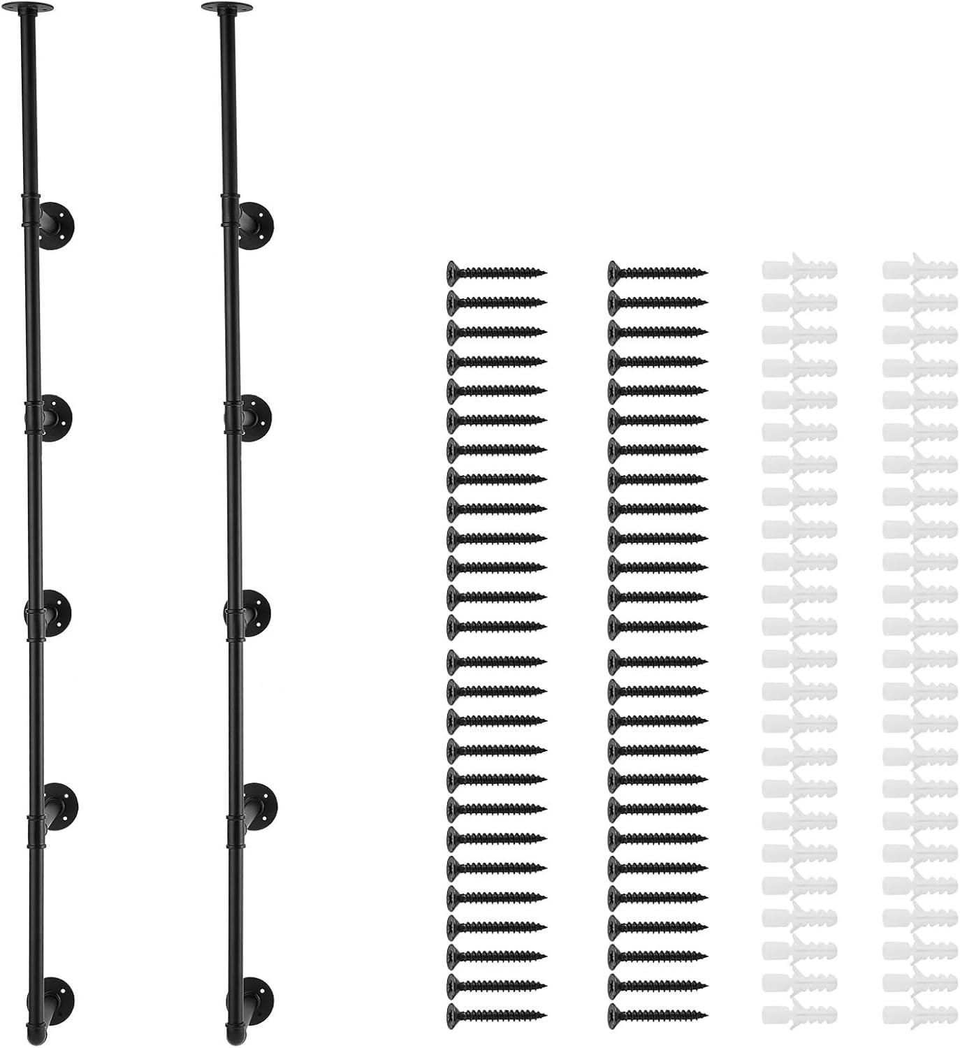 VEVOR Industrial Pipe Shelf, 5 Tier 2PCS, 9.84in Applicable Board Width Wall-Mount Floating Rustic Wood Shelves Bracket Bookshelf,Storage Holder for Kitchen Bedroom Bathroom, (Planks NOT Included)