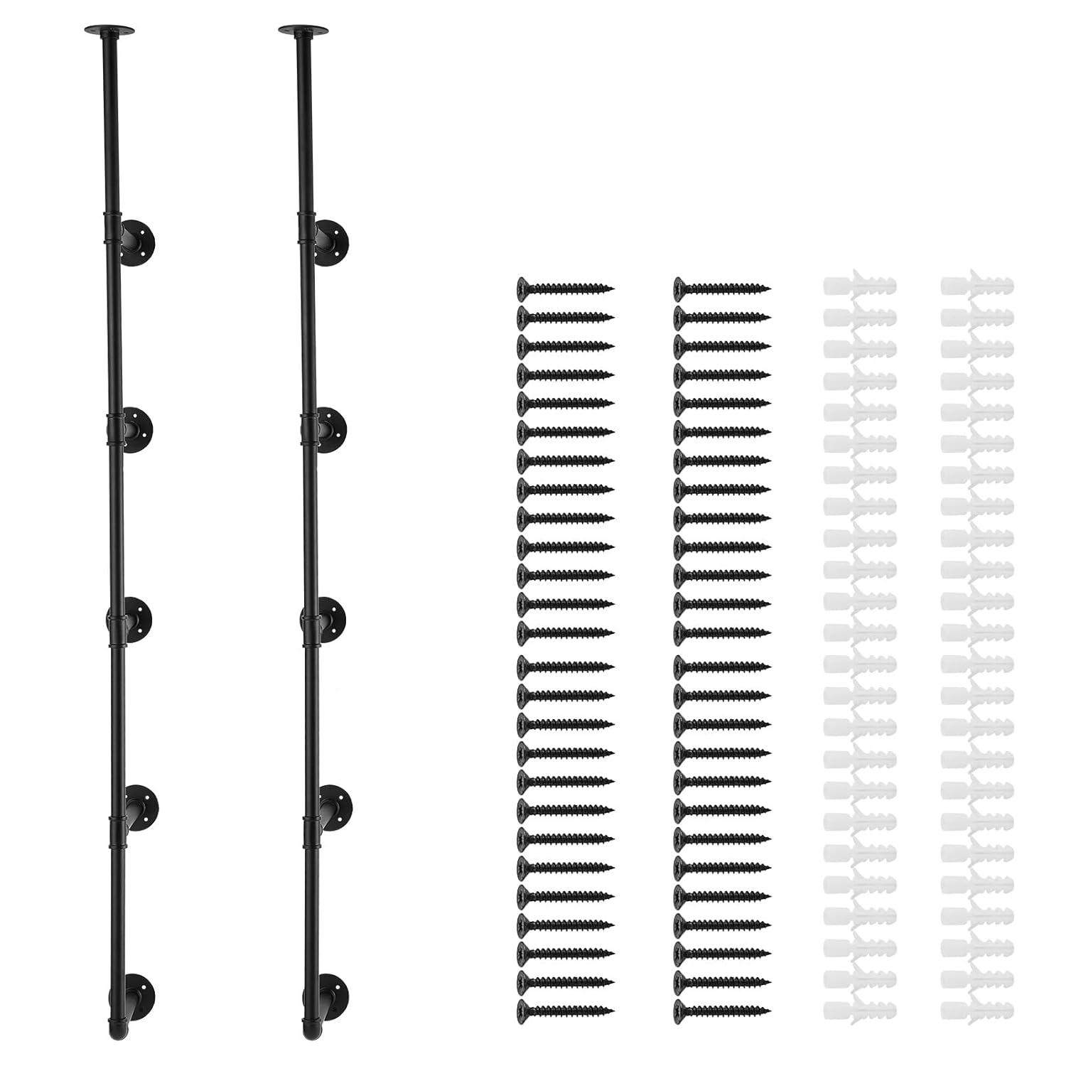 VEVOR Industrial Pipe Shelf, 5 Tier 2PCS, 9.84in Applicable Board Width Wall-Mount Floating Rustic Wood Shelves Bracket Bookshelf,Storage Holder for Kitchen Bedroom Bathroom, (Planks NOT Included)