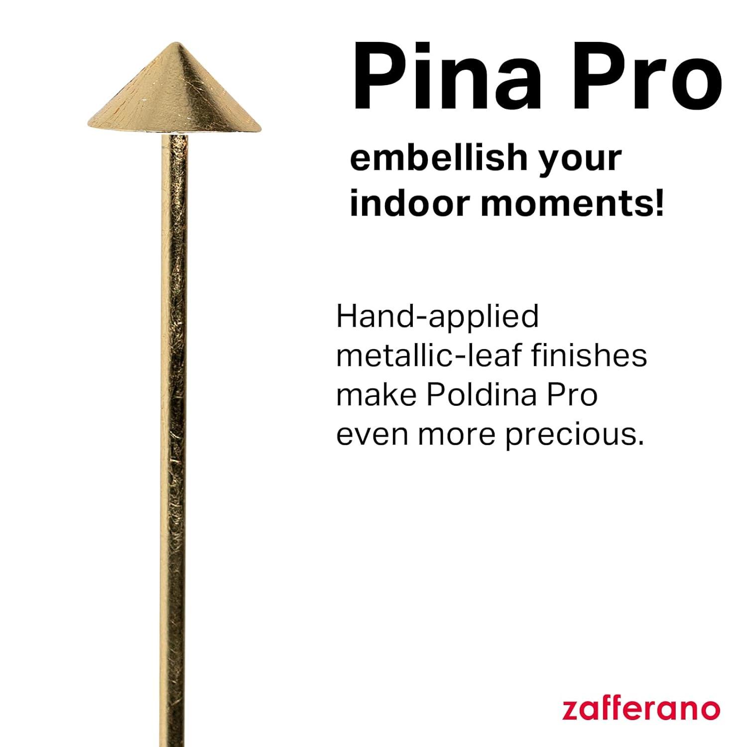 Zafferano, Pina Pro Lamp with Gold Leaf, Rechargeable Cordless Table Lamp with Touch Controls, Usable as an Indoor Lamp, Dimmer, 2200-3000 K, Height 11.4 Inches