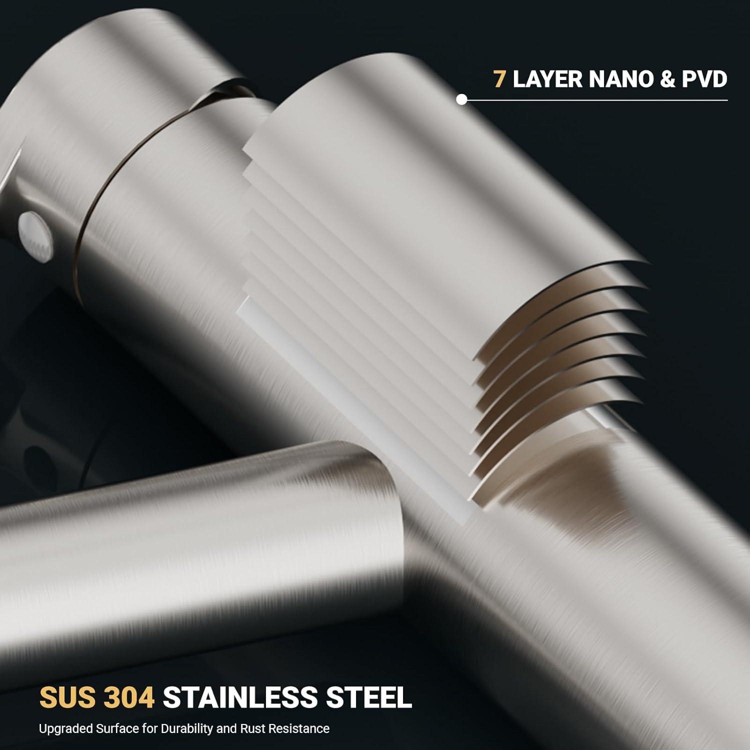 Brushed Nickel Kitchen Sink Faucet with Pull Down Sprayer Single Handle Single Hole Mixer Tap