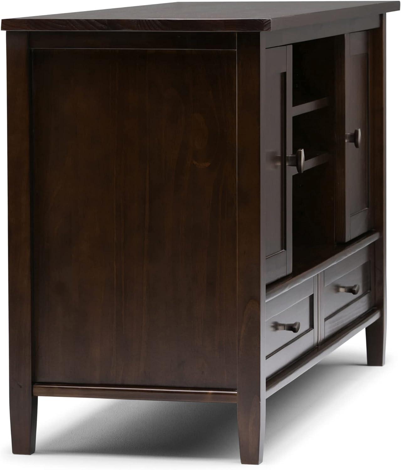 Simpli Home Warm Shaker Wood 47" Transitional TV Media Stand in Tobacco Brown For TVs up to 50"