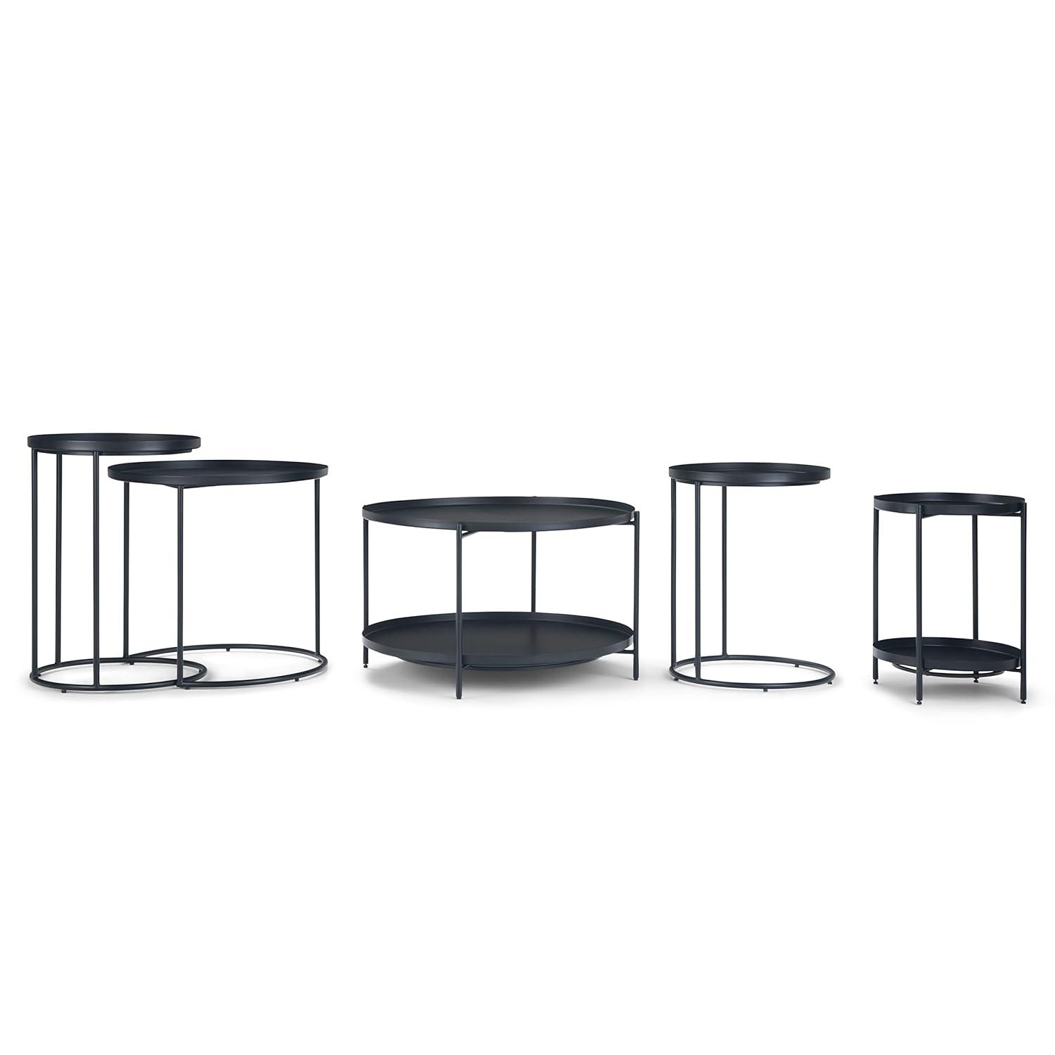Monet Industrial 32 inch Wide Metal Metal Coffee Table in Black