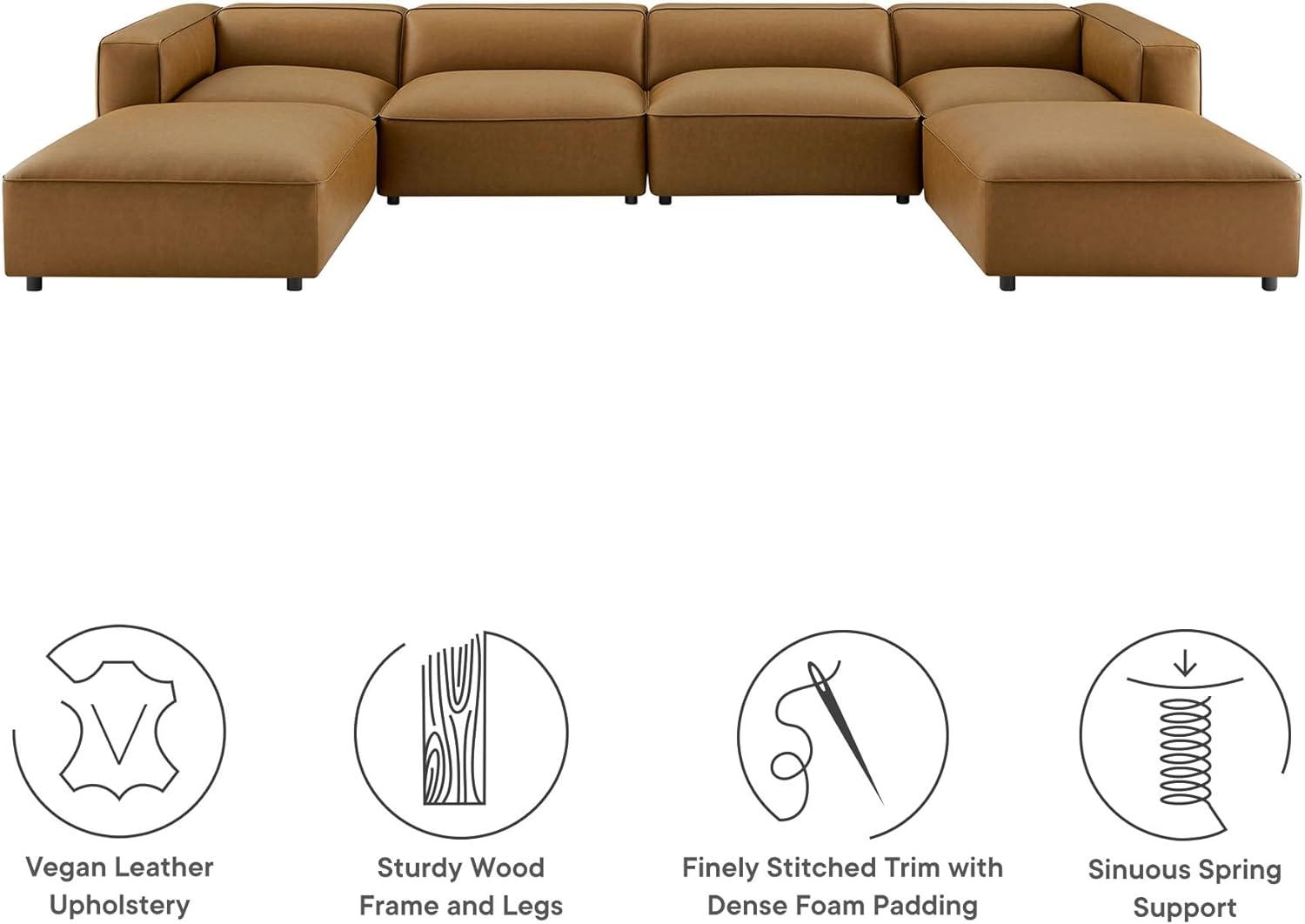 Modway Auren 6-Piece Upholstered Vegan Leather Modular Sofa