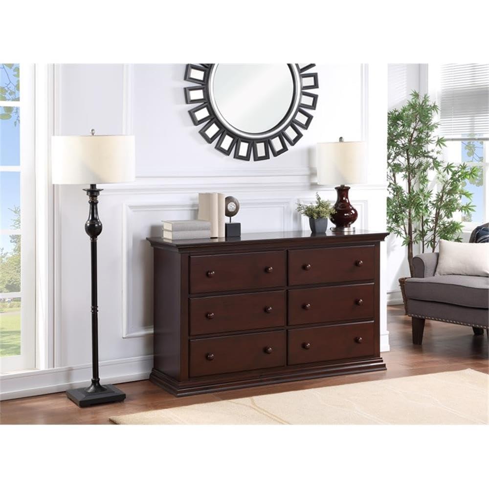 Universal Large Hardwood Fully Assembled 6 Drawer Double Dresser