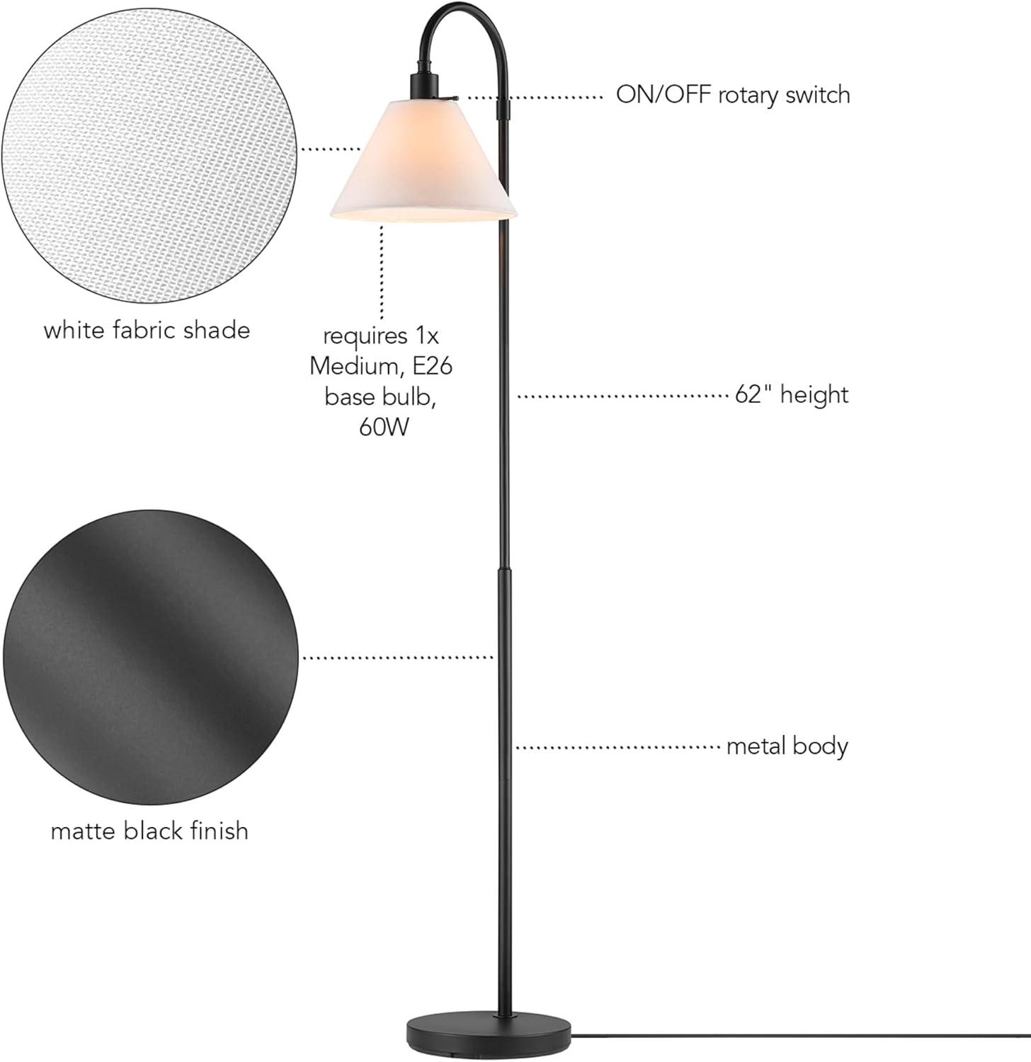 Globe Electric Barden 58" Black Floor Lamp with Dark Gray Velvet Shade Made of Metal Material