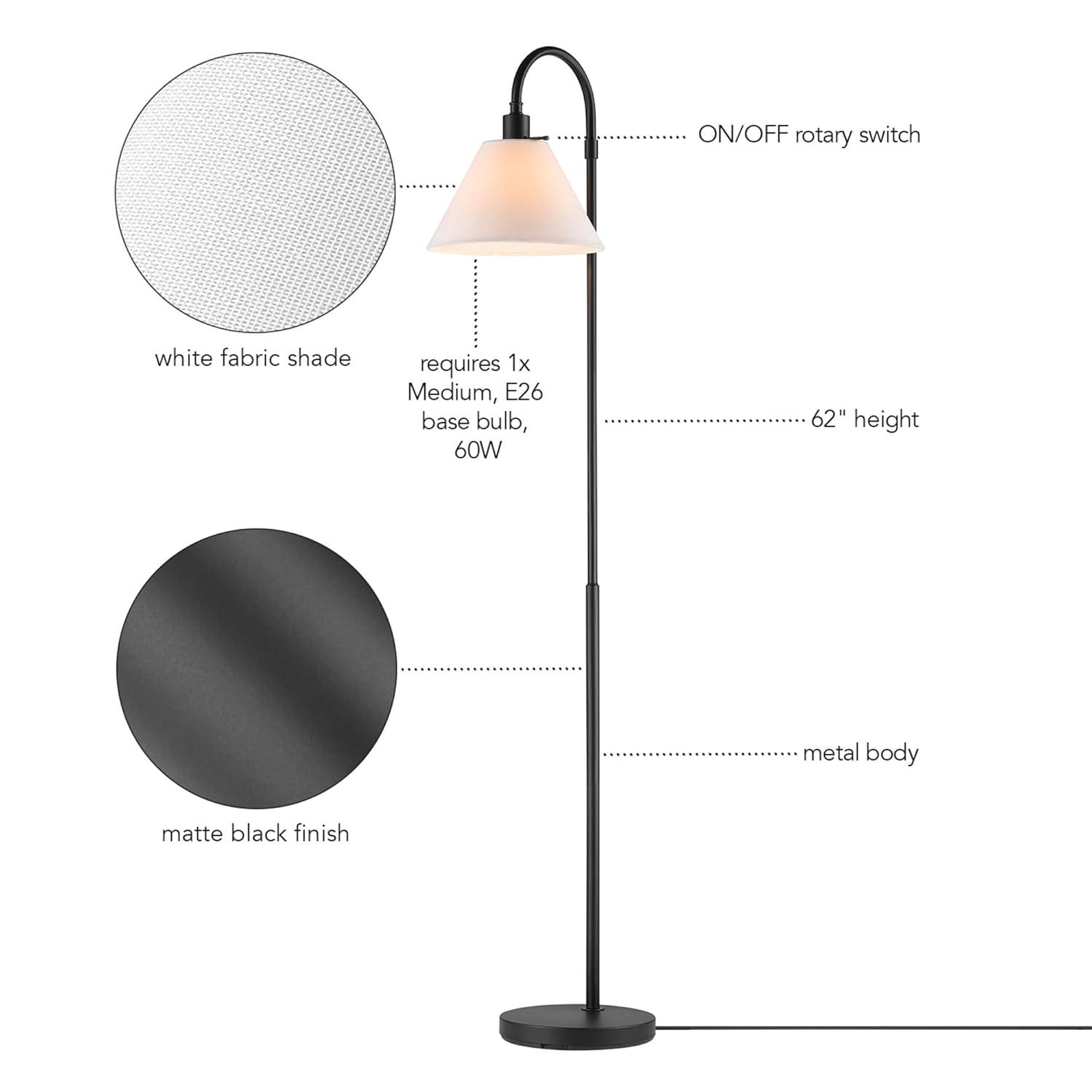 Globe Electric Barden 58" Black Floor Lamp with Dark Gray Velvet Shade Made of Metal Material