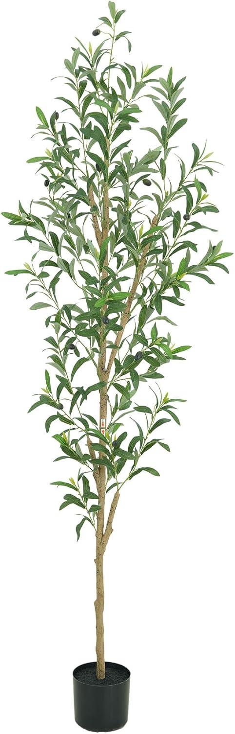 Aritizone Artificial Olive Tree 7FT Tall Fake Olive Tree with Adjustale Branches Artificial Tree for Modern Home Office Living Room Floor Decor Indoor (7FT)