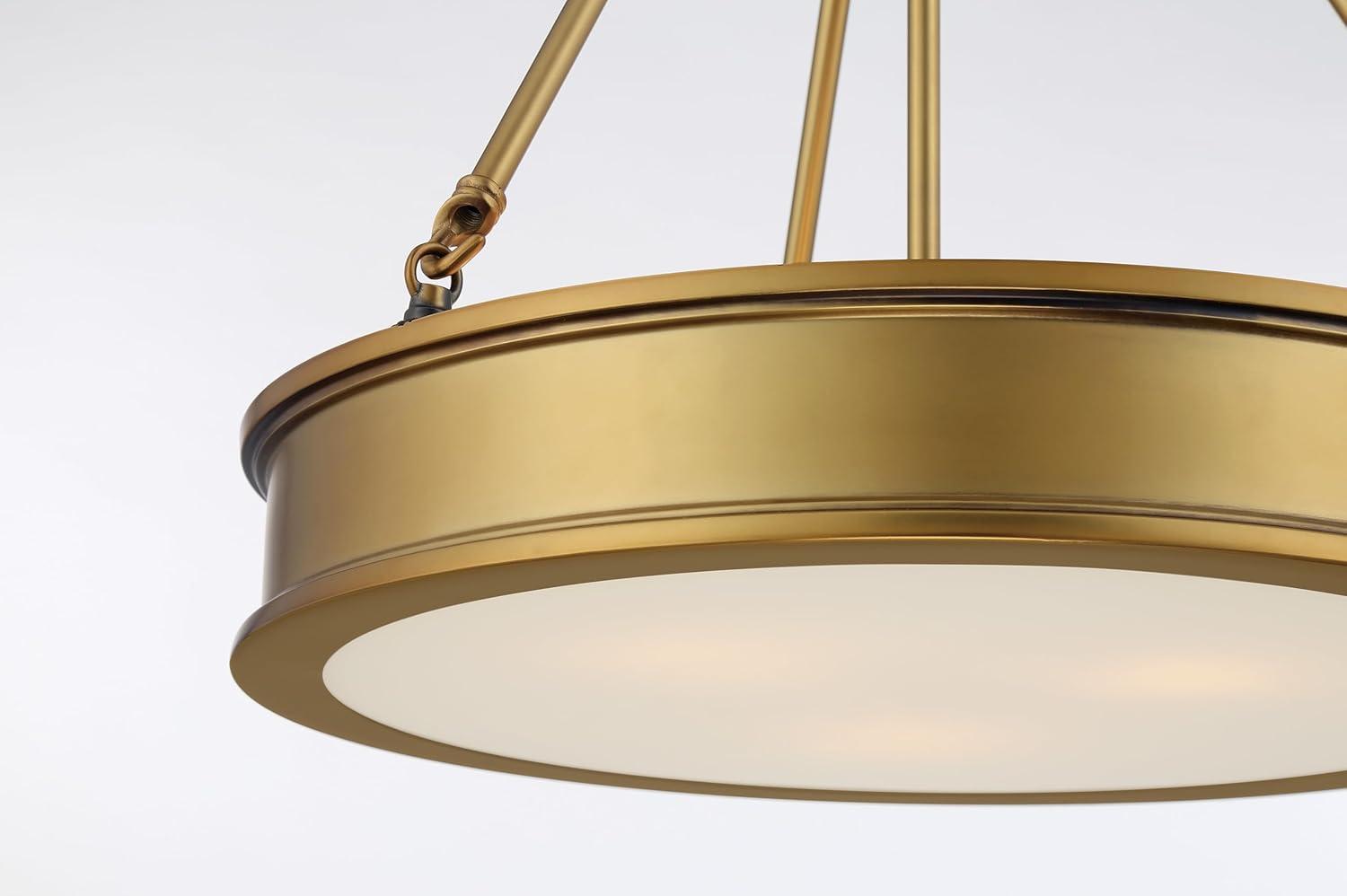 Minka Lavery Liberty Gold Pendant Chandelier 19" Wide Modern White Glass 3-Light Fixture for Dining Room House Foyer Entryway Home