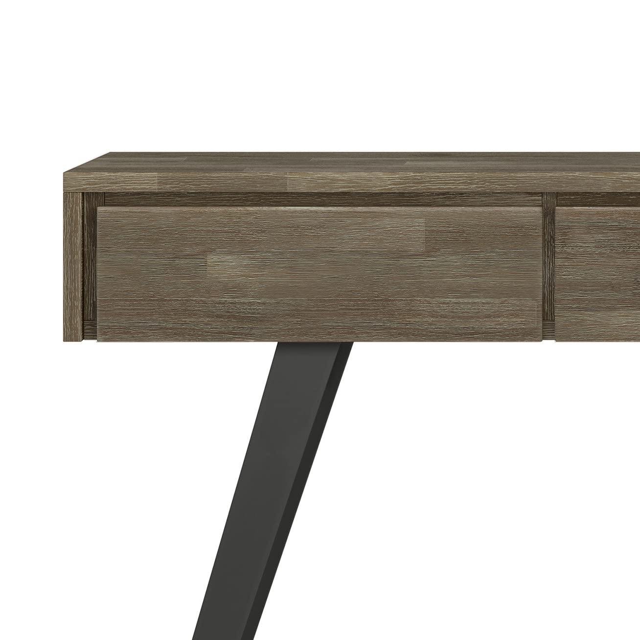 Lowry 60"W Solid Wood Modern Industrial Storage Console Table with 3 Storage Drawers and Metal Legs