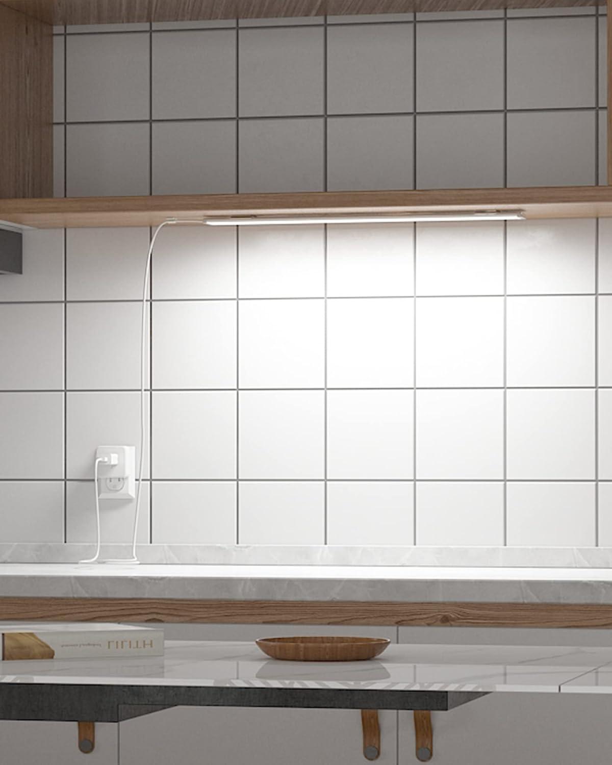 ASOKO Dimmable LED Cabinet Lighting with Touch Activated, LED Closet Light Bar for Kitchen, Shelf and Showcase Lighting, DC5V UL Listed Plug, USB Powered (Cold White 6000K, 12 INCH)