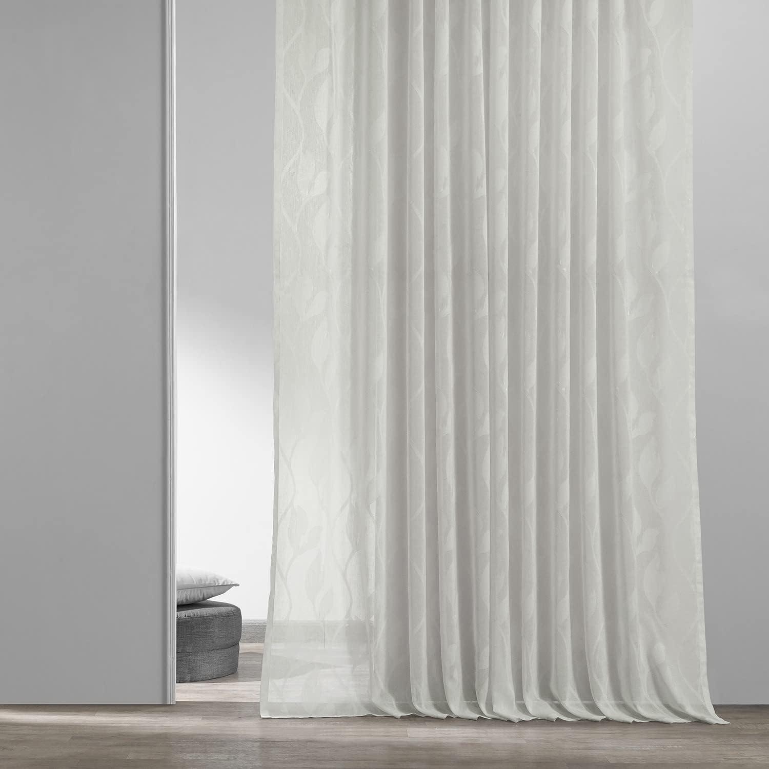 White Sheer Linen-Blend 108" Window Panel