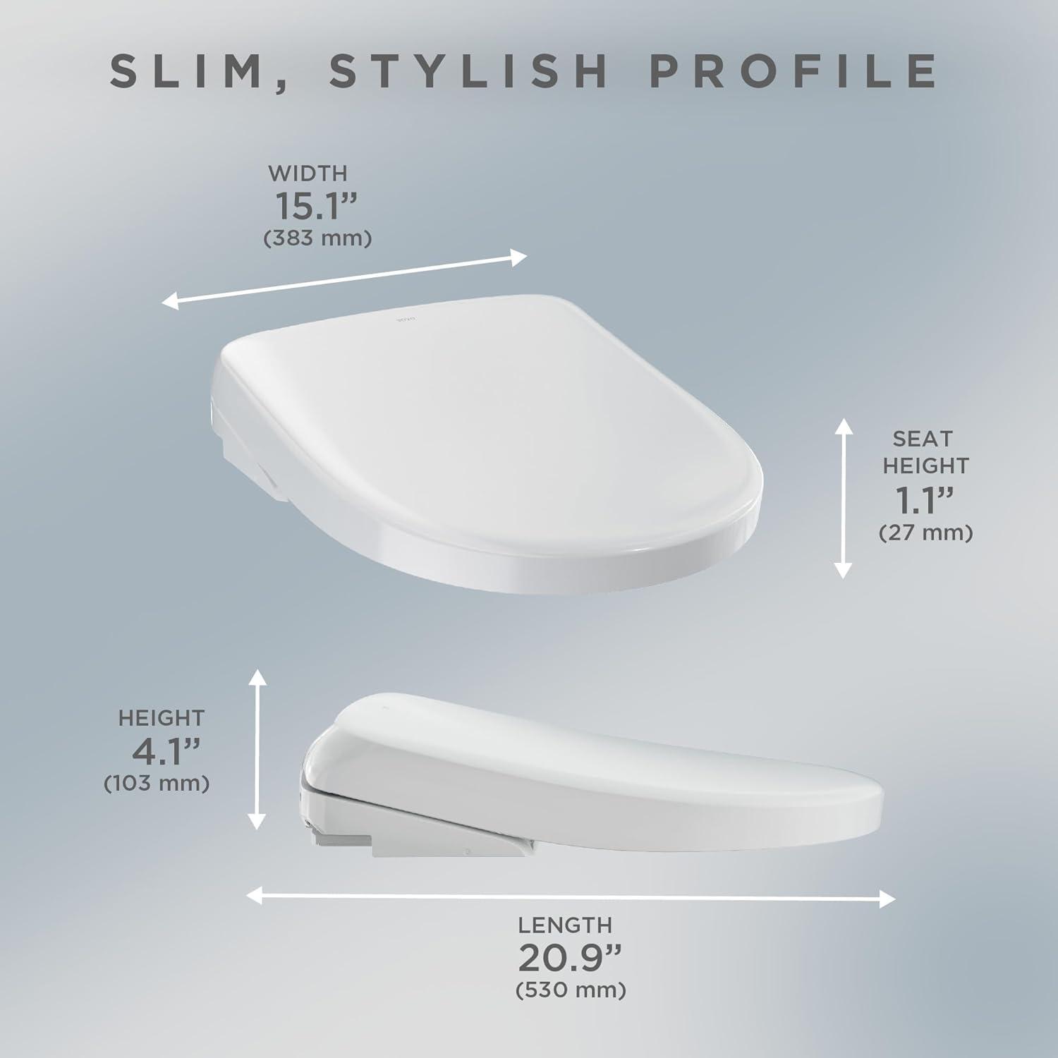 Compact White Heated Bidet Toilet Seat with Remote