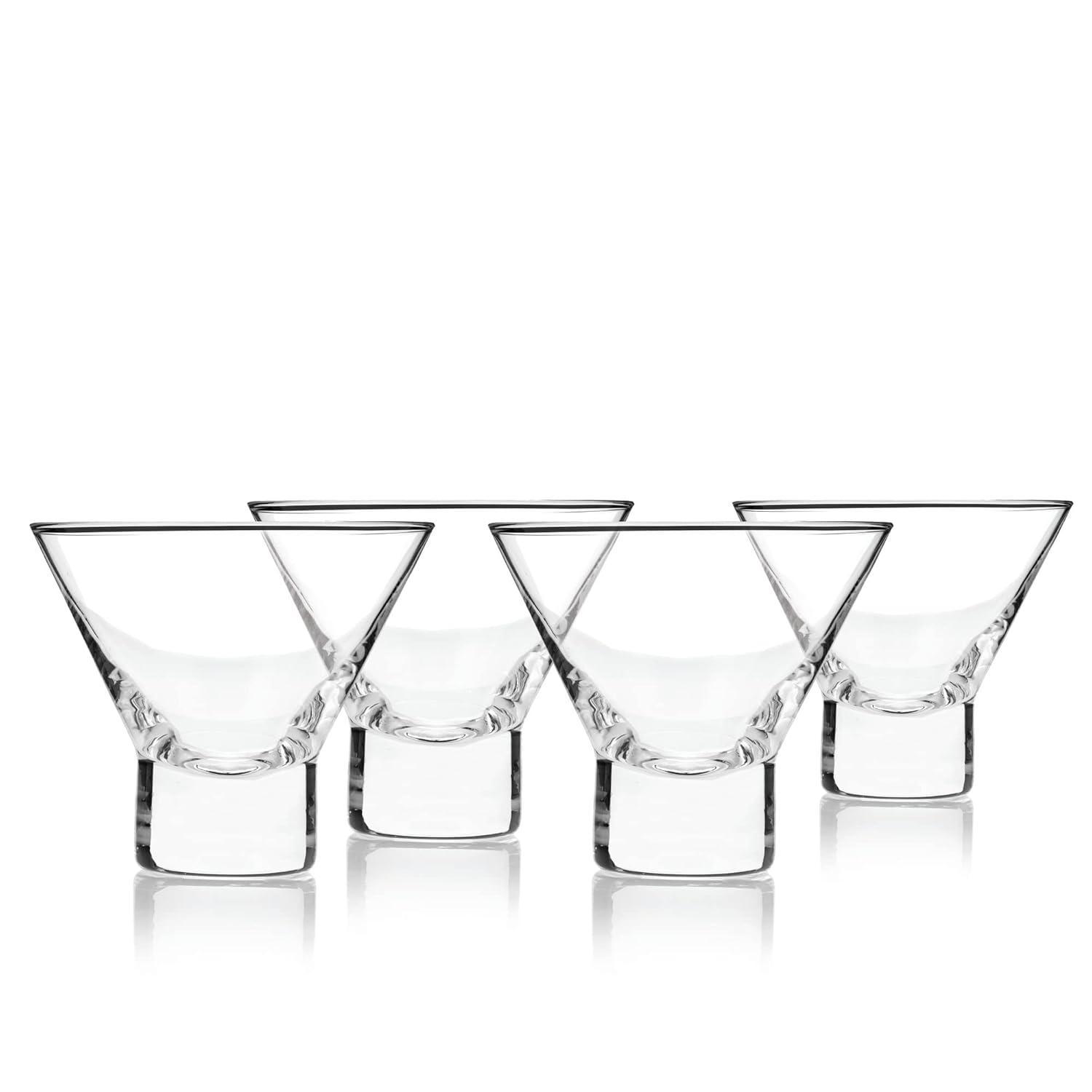 Viski Raye Heavy Base Crystal Stemless Martini Glasses