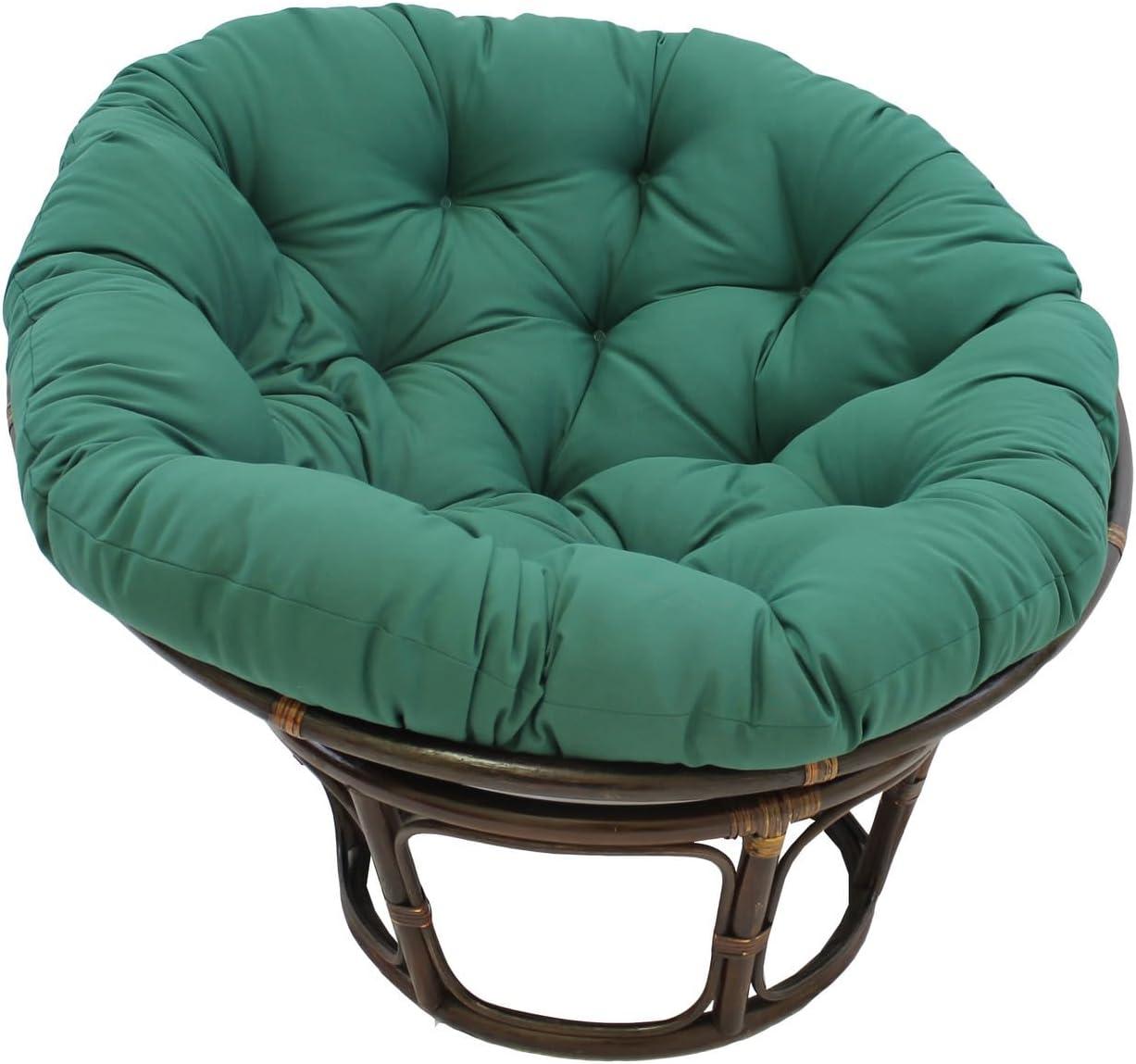 International Caravan 42" Rattan Papasan Chair with Solid Twill Cushion Burgundy: Stained Frame, Armless Design, 250lb Capacity
