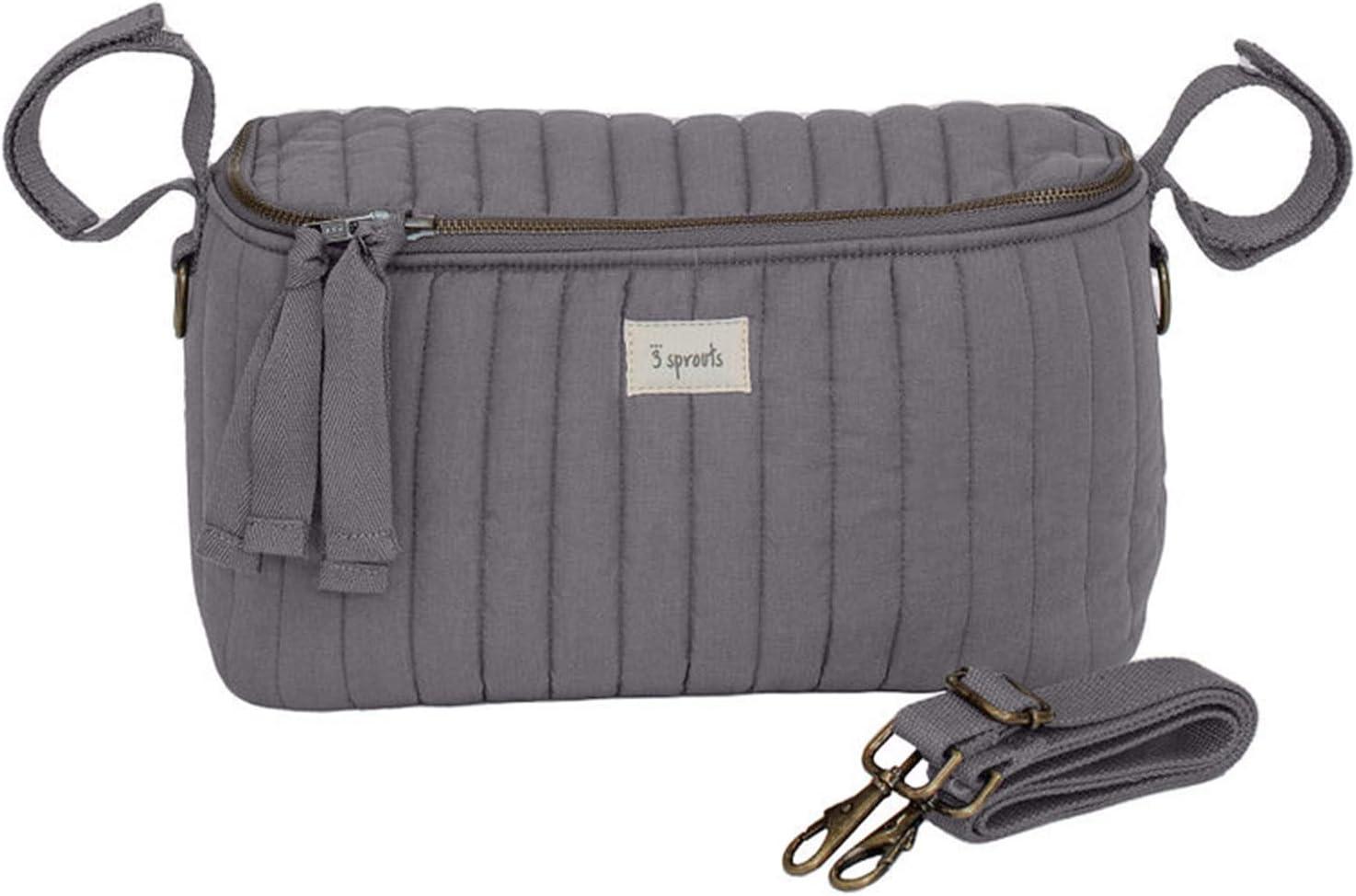 3 Sprouts Universal Quilted Stroller Caddy Organizer with 2 Cup Holders and Adjustable Shoulder Strap in Mustard