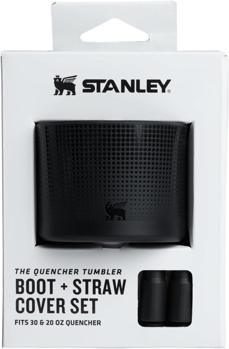 Stanley 30 oz Quencher Tumbler Boot with Straw Cover Black: Silicone Drinkware Accessory for Hot & Cold Beverages