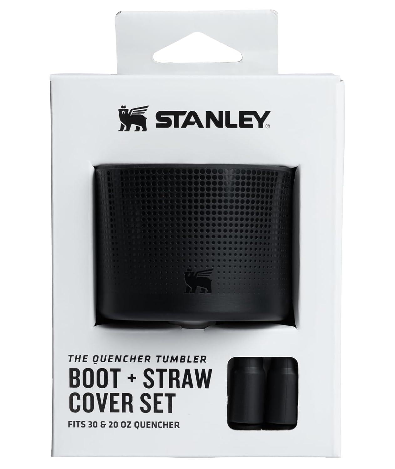 Stanley 30 oz Quencher Tumbler Boot with Straw Cover Black: Silicone Drinkware Accessory for Hot & Cold Beverages