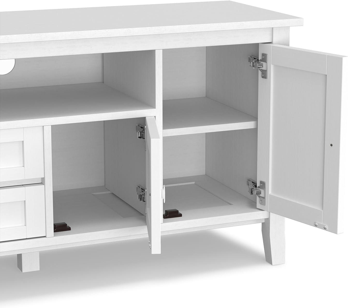 Simpli Home Warm Shaker 72"W Solid Wood TV Stand for TVs up to 80" with 4 Storage Cabinets and 2 Drawers