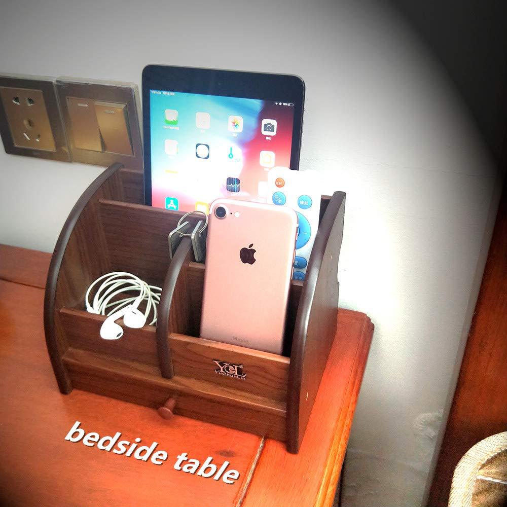 Wood remote control storage box with slender drawer for home & office desk organizer pen/pencil holder makeup and other small items organization YCL825