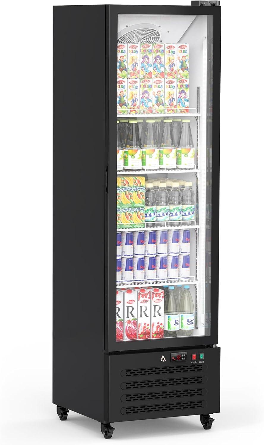 Black Single Glass Door Commercial Beverage Cooler