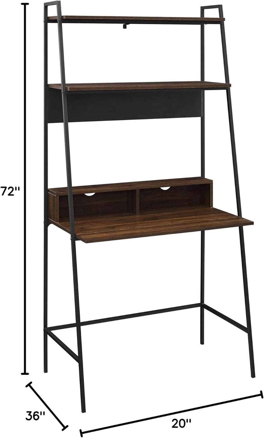 Walker Edison Freya Urban Industrial Ladder Desk with Metal Magnet Board, 36 Inch, Rustic Oak
