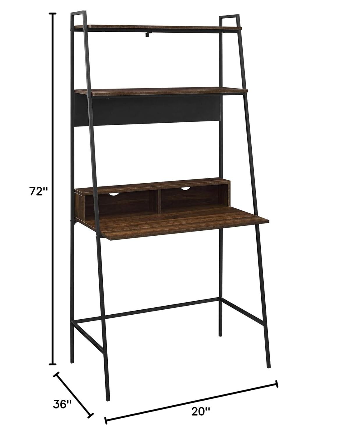 Walker Edison Freya Urban Industrial Ladder Desk with Metal Magnet Board, 36 Inch, Rustic Oak