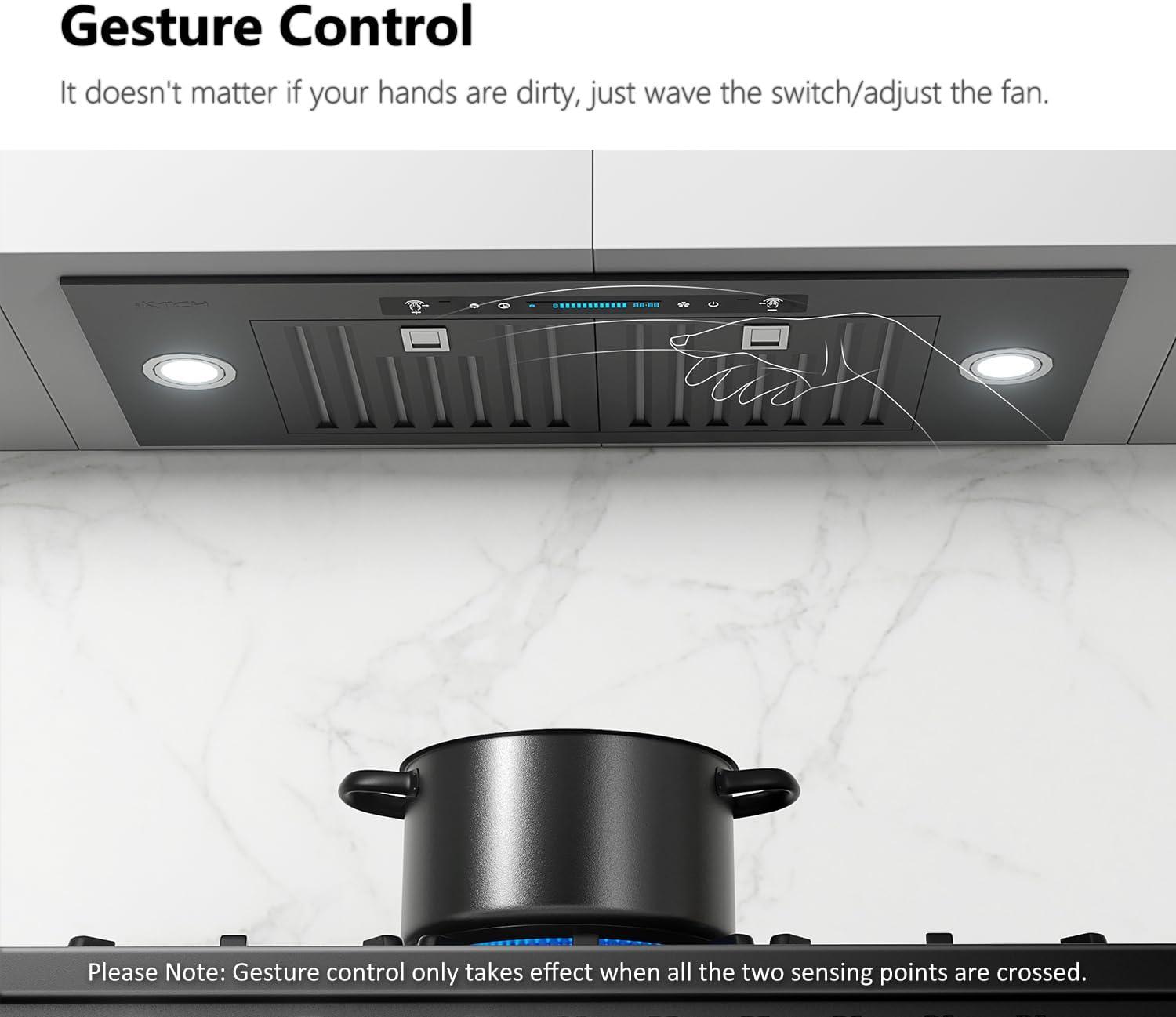 30-Inch Black Stainless Steel Convertible Range Hood with Charcoal Filter